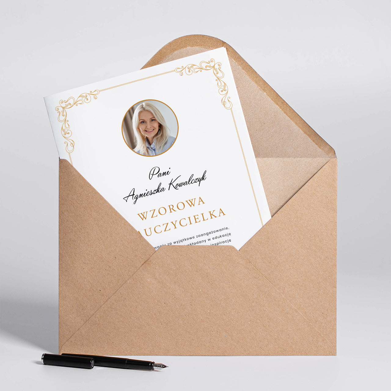 Kartka Podziękowanie Dla Nauczyciela Kartka Personalizowana ze Zdjęciem A4