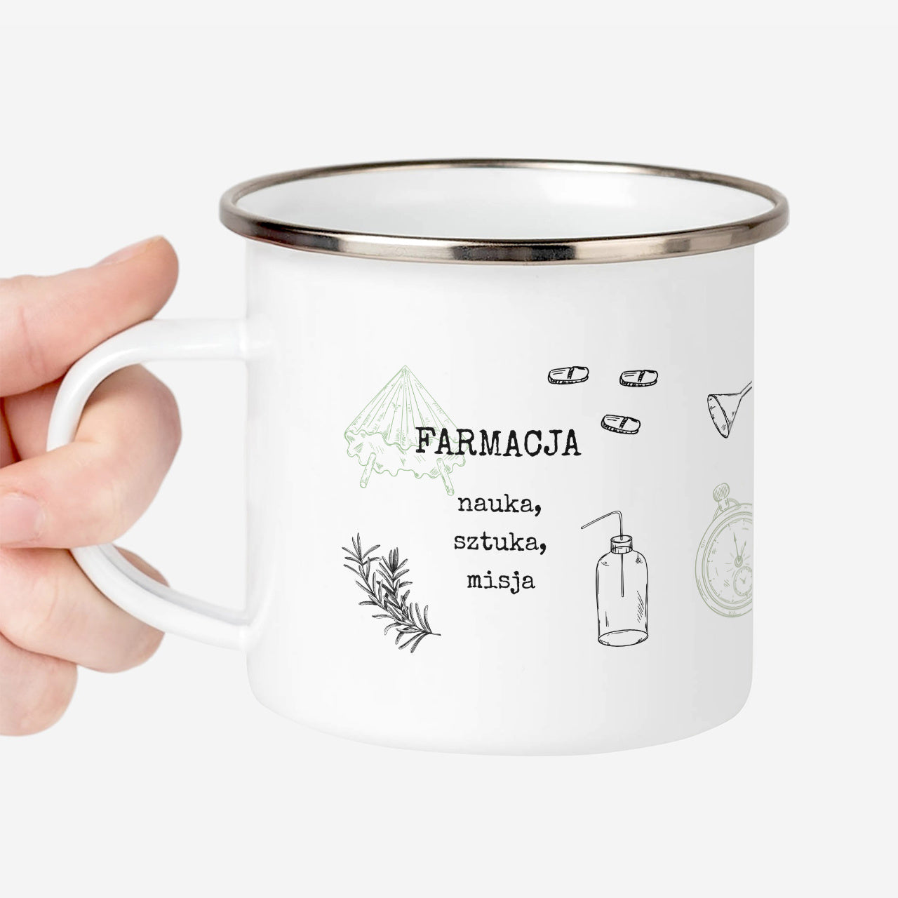 Kubek emaliowany dla farmaceuty