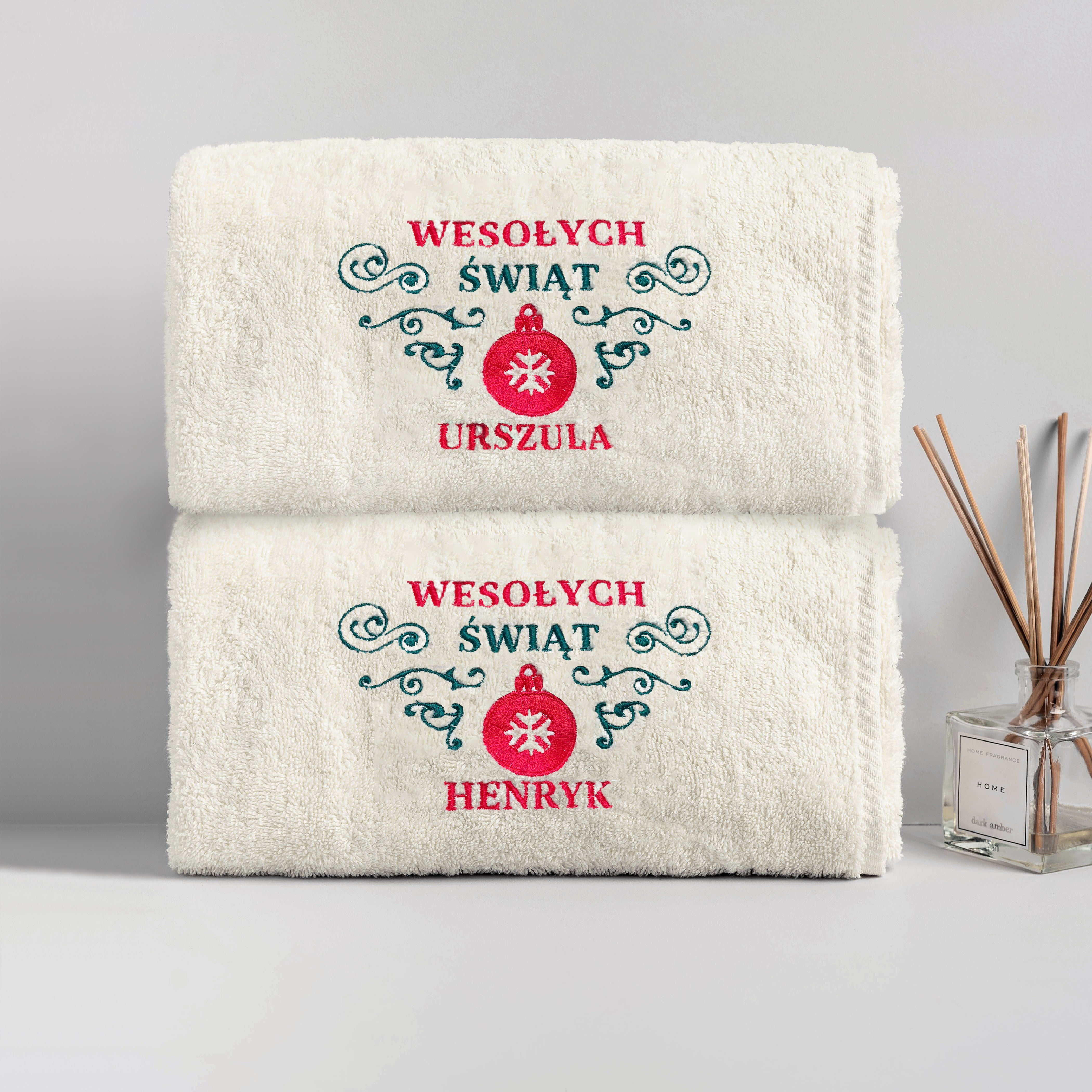 Świąteczne ręczniki z haftem - prezent dla dziadków