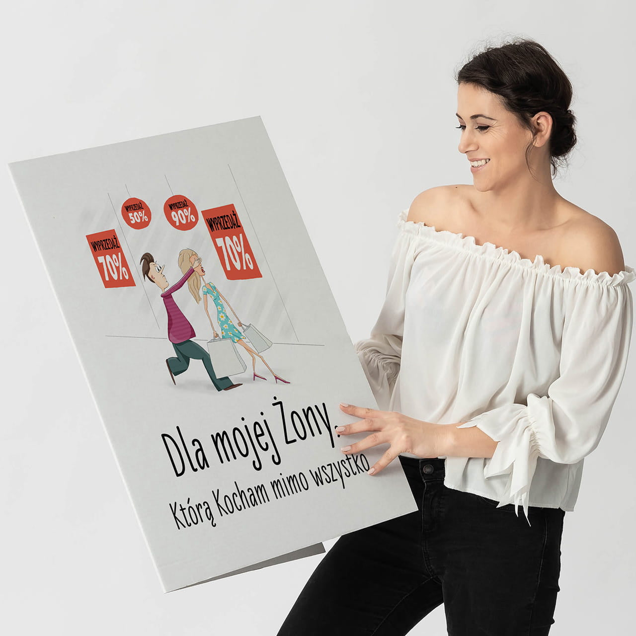 Kartka personalizowana xxl dla zakupoholiczki prezent dla żony prezent na urodziny dla żony personalizowana kartka