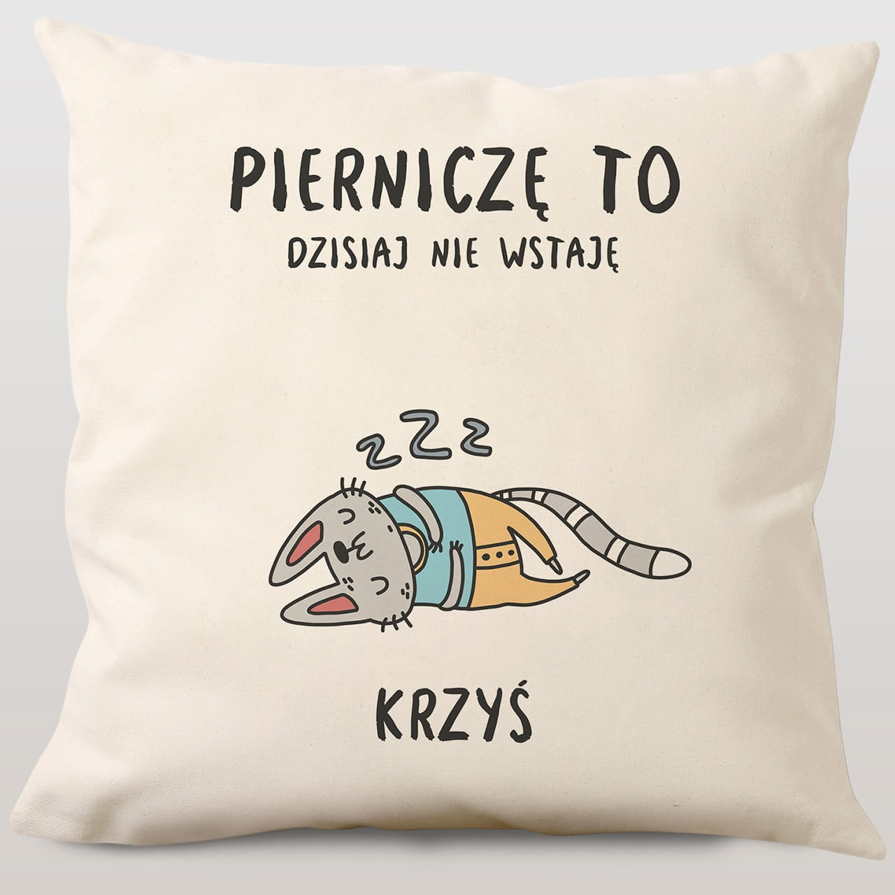 Śmieszna poduszka na prezent dla śpiocha