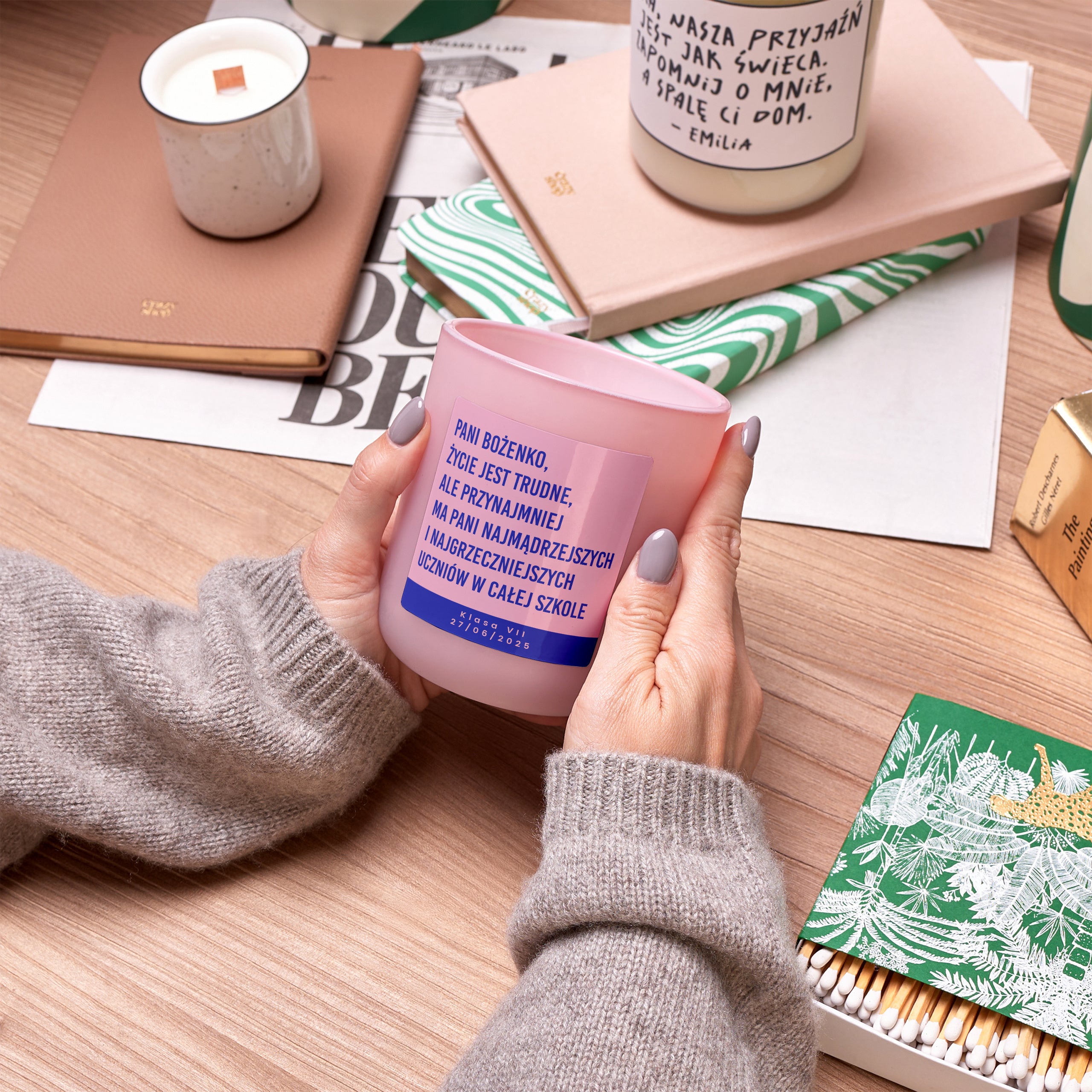 Personalizowana świeca - śmieszny prezent dla nauczyciela świeca zapachowa świeczka personalizowana
