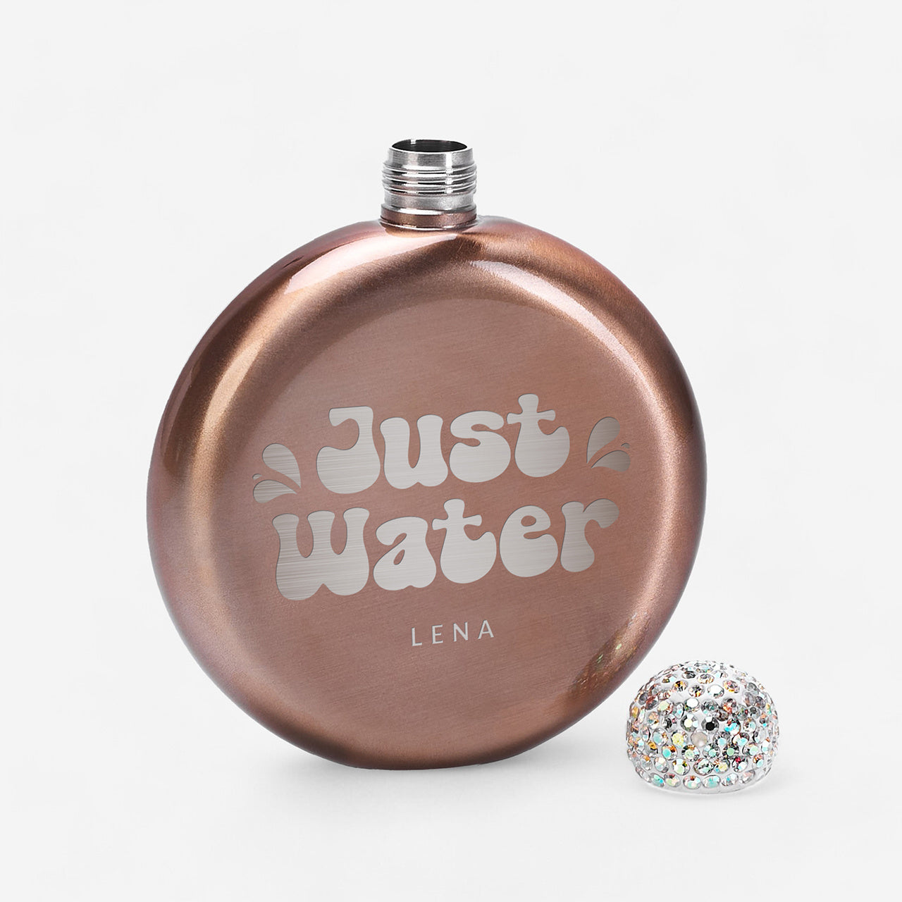 Damska piersiówka ze śmiesznym grawerem - just water