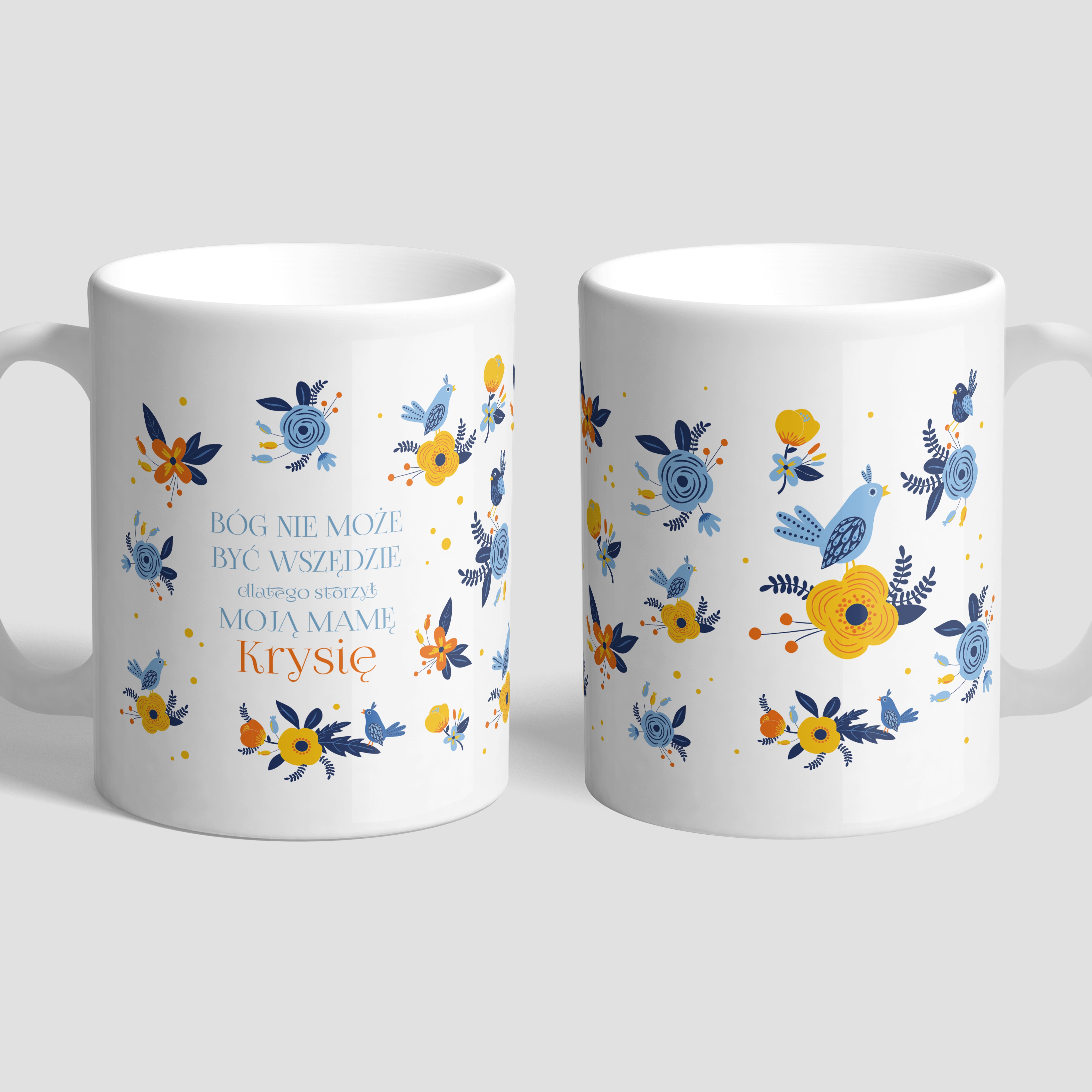 Kubek w kwiatki - prezent na imieniny mamy personalizowany kubek kubek dla mamy prezent dla mamy na imieniny