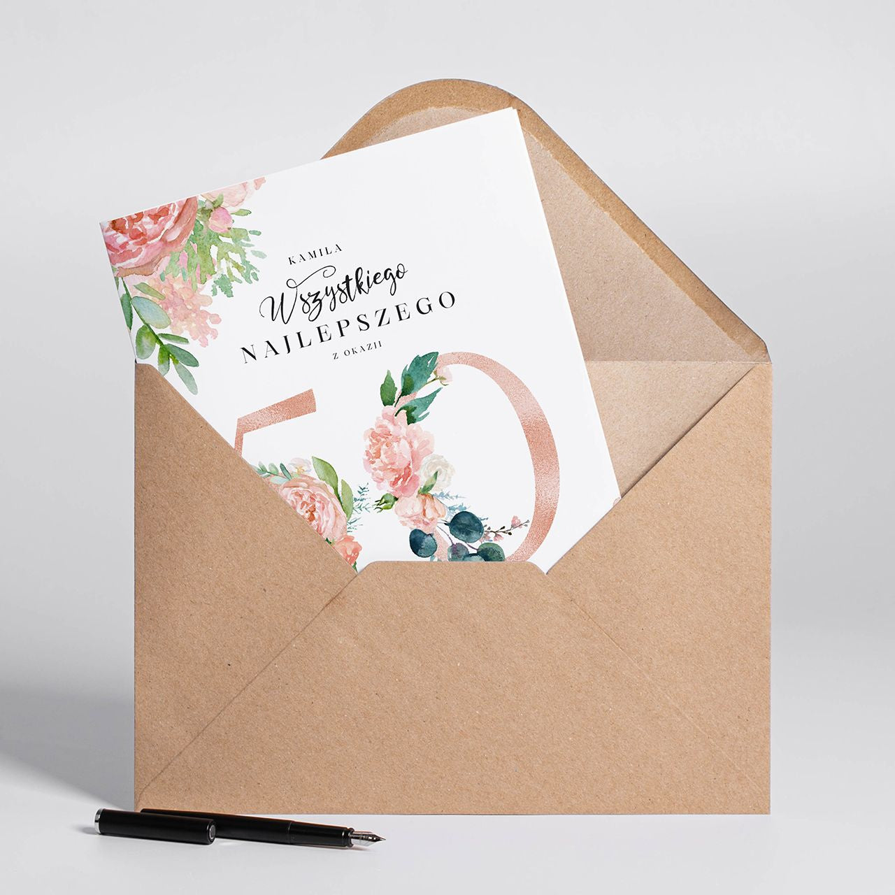 Personalizowana kartka na 50 urodziny dla kobiety upominek na 50 urodziny dla kobiety kartka personalizowana