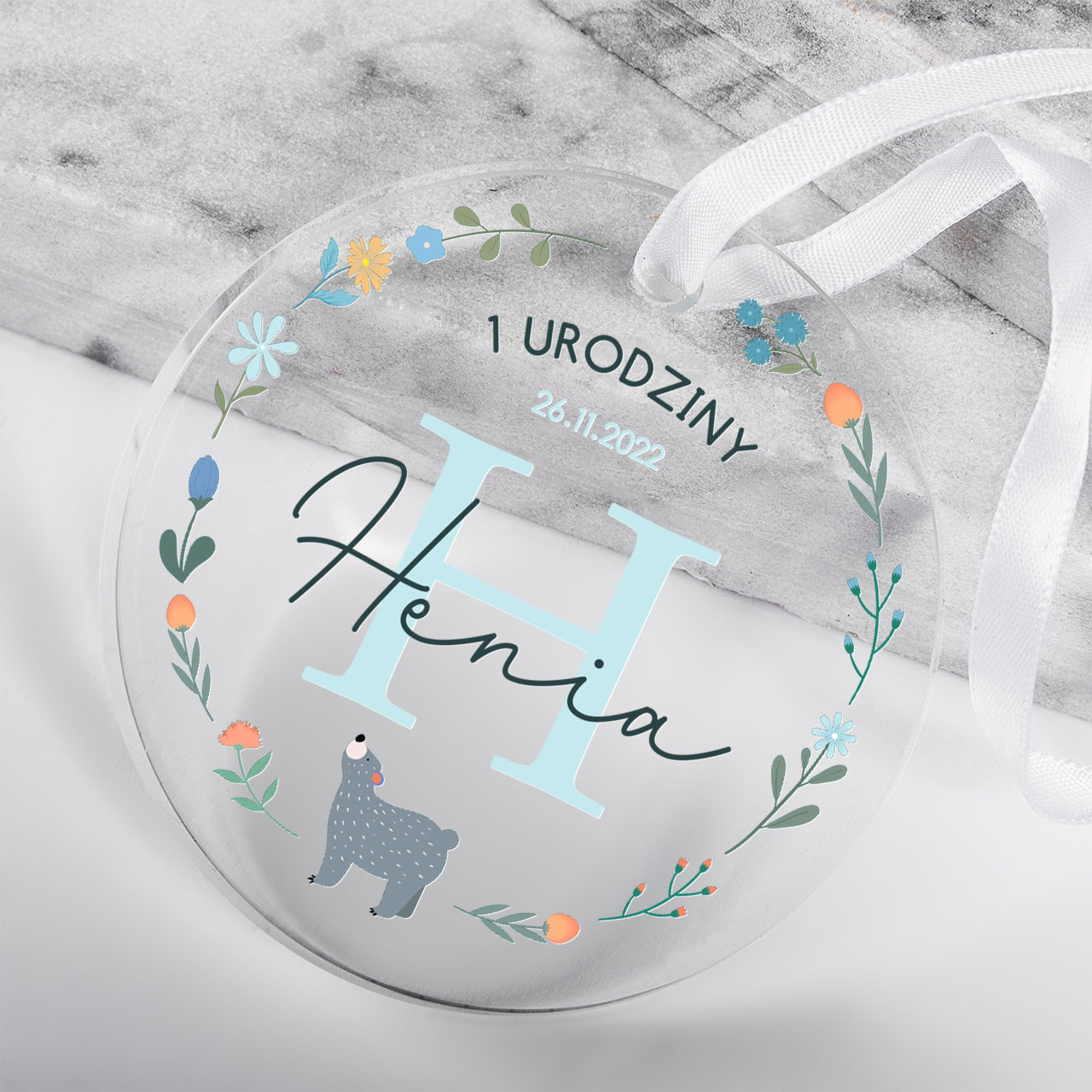 Zawieszka personalizowana - pamiątka na roczek dla chłopca