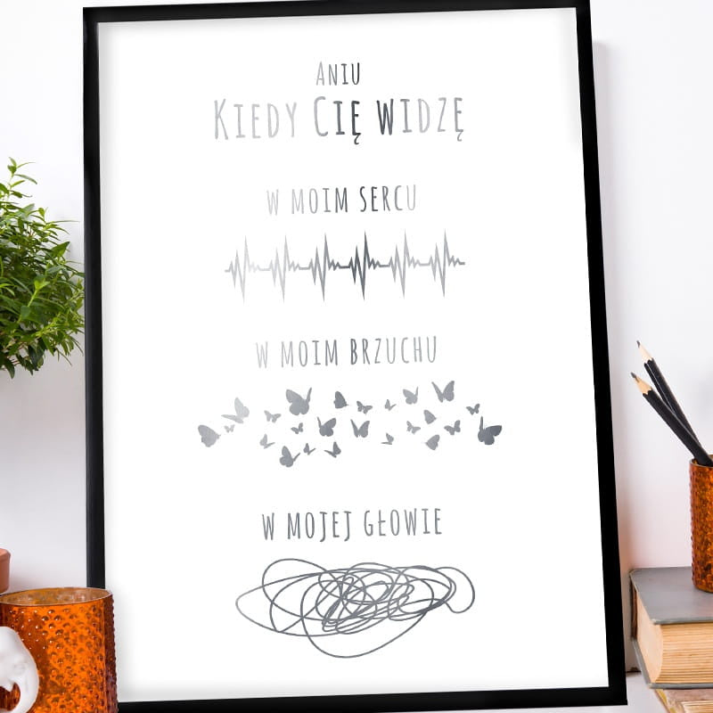 Plakat personalizowany śmieszny prezent na rocznicę - Kiedy Cię widzę prezent dla dziewczyny na rocznicę