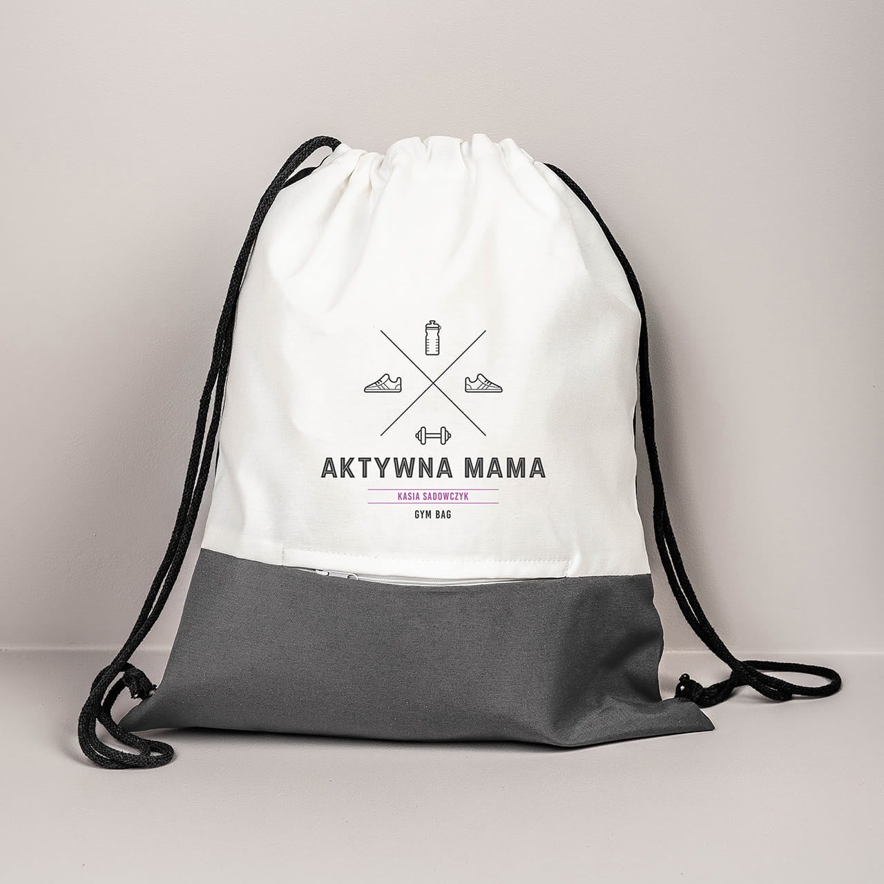 Personalizowany worek na plecy dla młodej mamy - aktywna mama