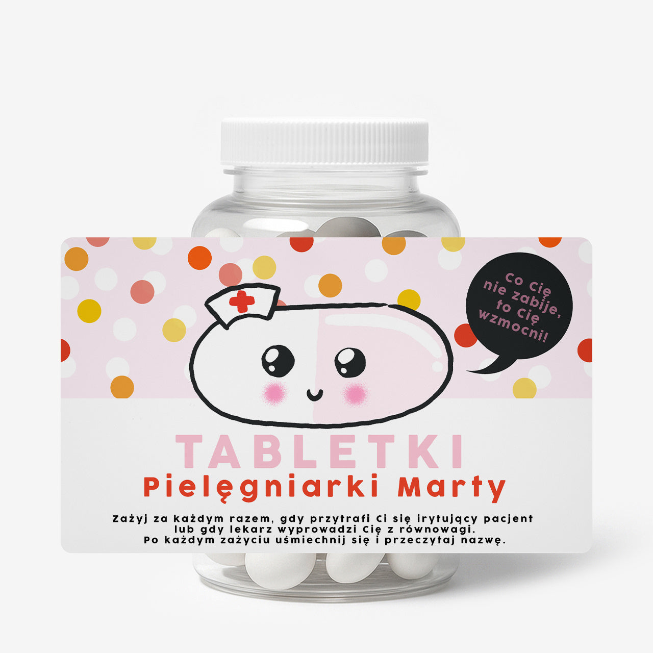 Opakowanie na cukierki z personalizowaną etykietą - prezent dla pielęgniarki