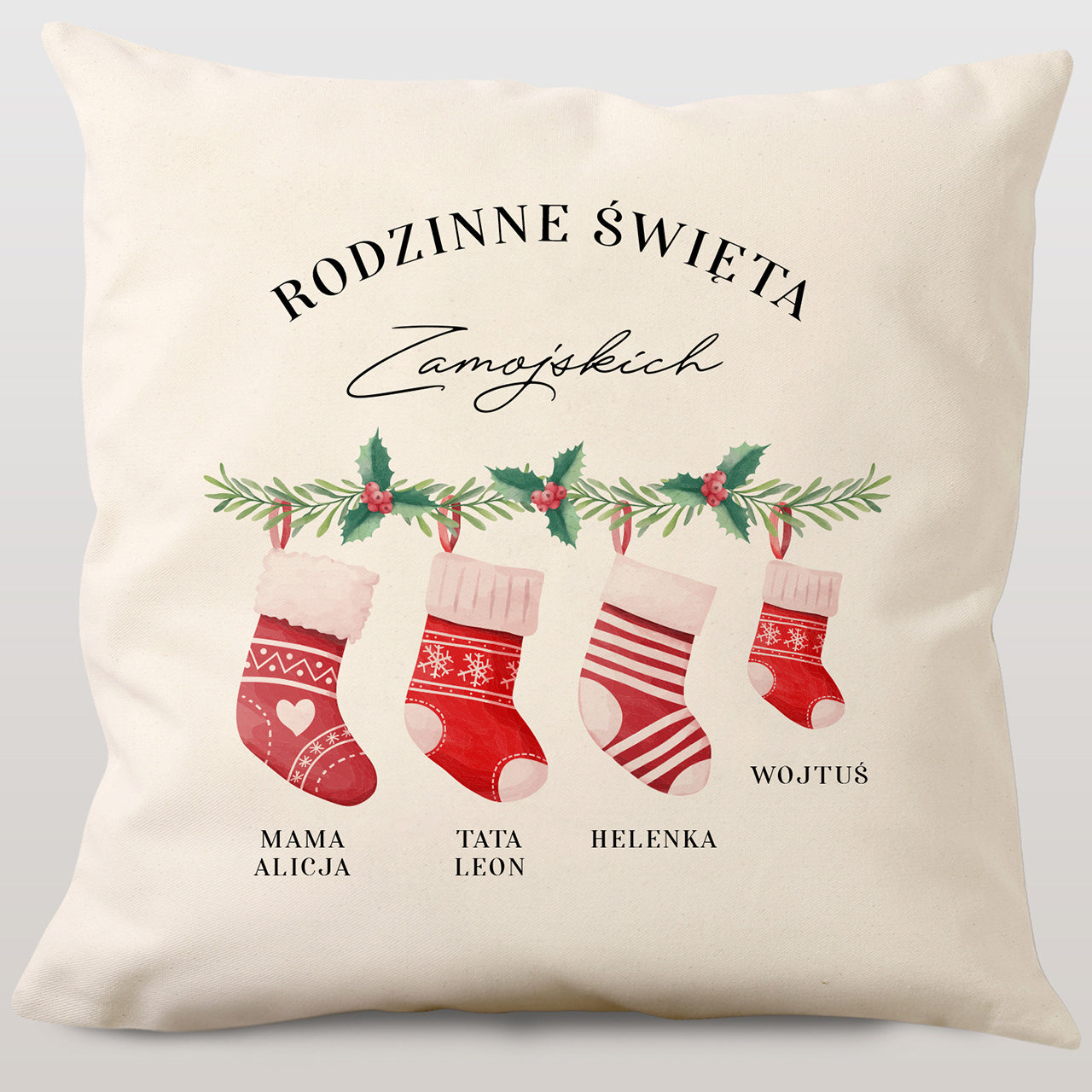 Świąteczna poduszka personalizowana - prezent do domu na święta