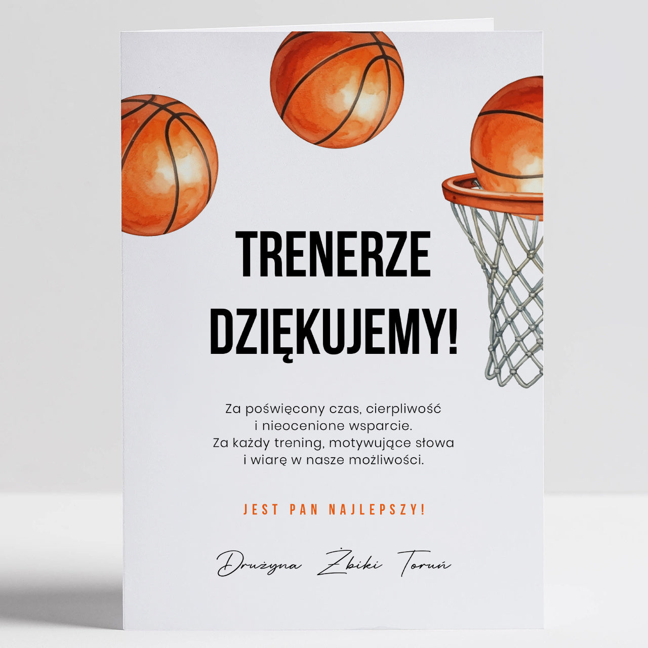 Kartka dla trenera koszykówki podziękowanie dla trenera