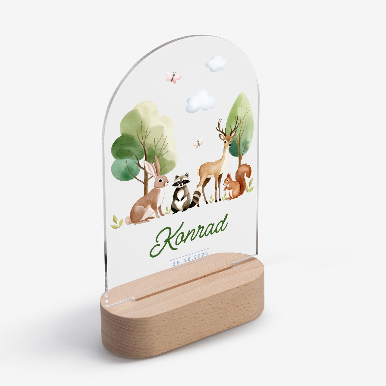 Statuetka z podświetleniem dla dziecka - leśne zwierzątka personalizowana lampka led dla dziecka 