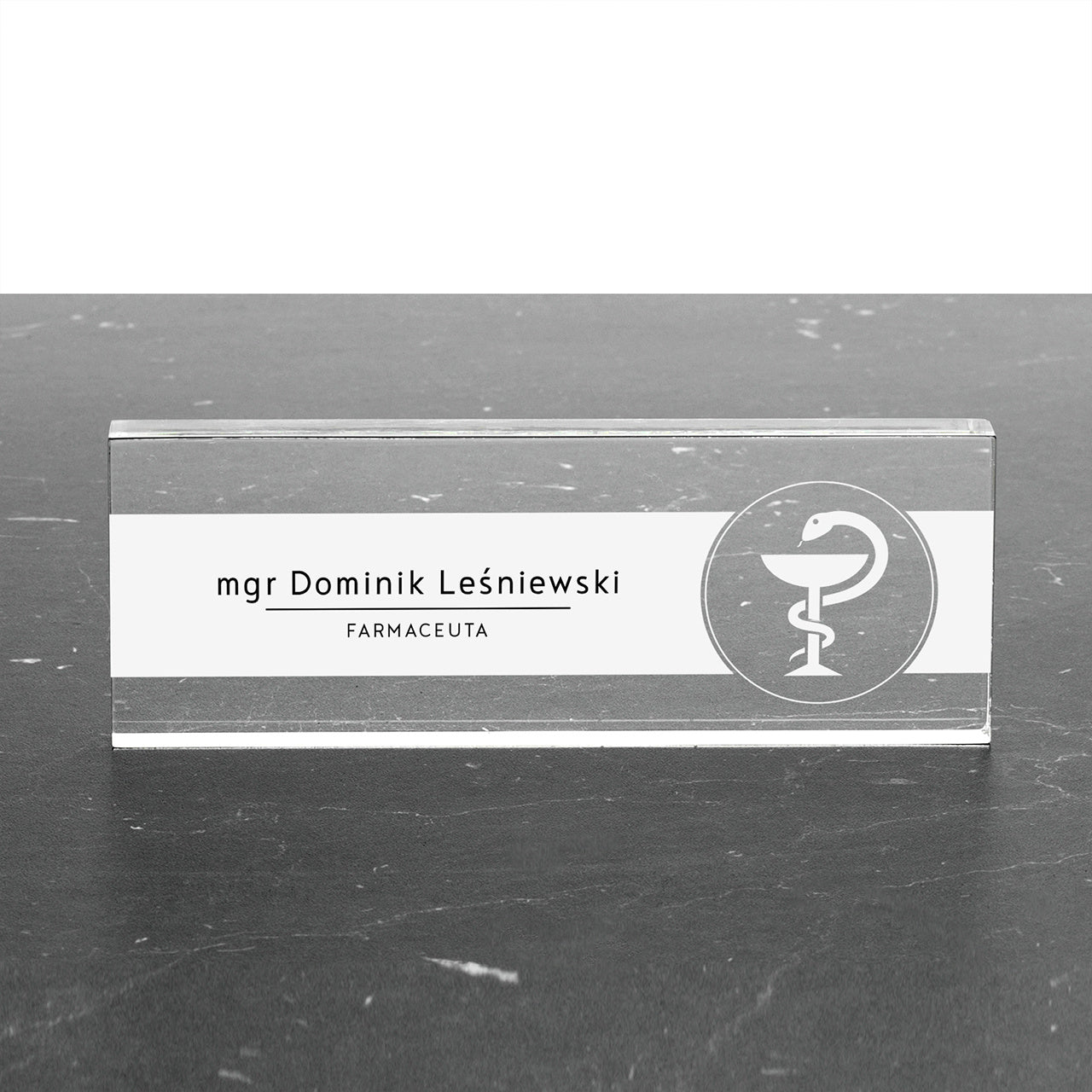 Tabliczka na biurko z grawerem - prezent dla farmaceuty personalizowana tabliczka prezent dla aptekarza 