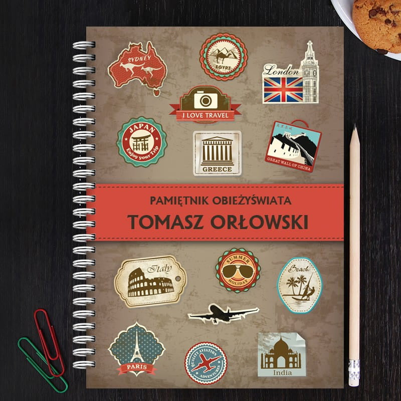 Personalizowany pamiętnik dla podróżnika prezent dla podróżnika pamiętnik podróżnika notes podróżniczy  