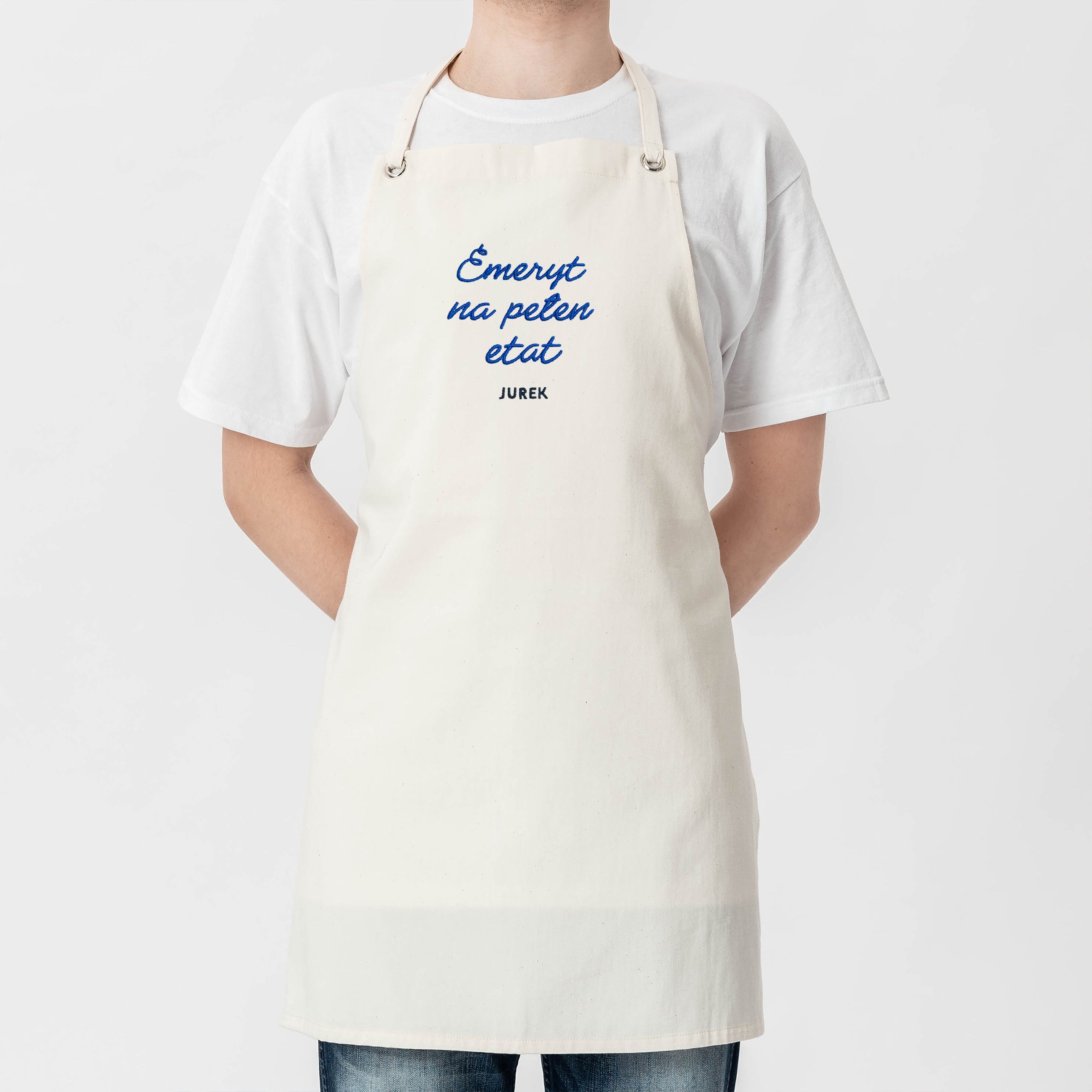 Fartuch z haftem dla emeryta prezent dla emeryta fartuch dla emeryta fartuch kuchenny personalizowany