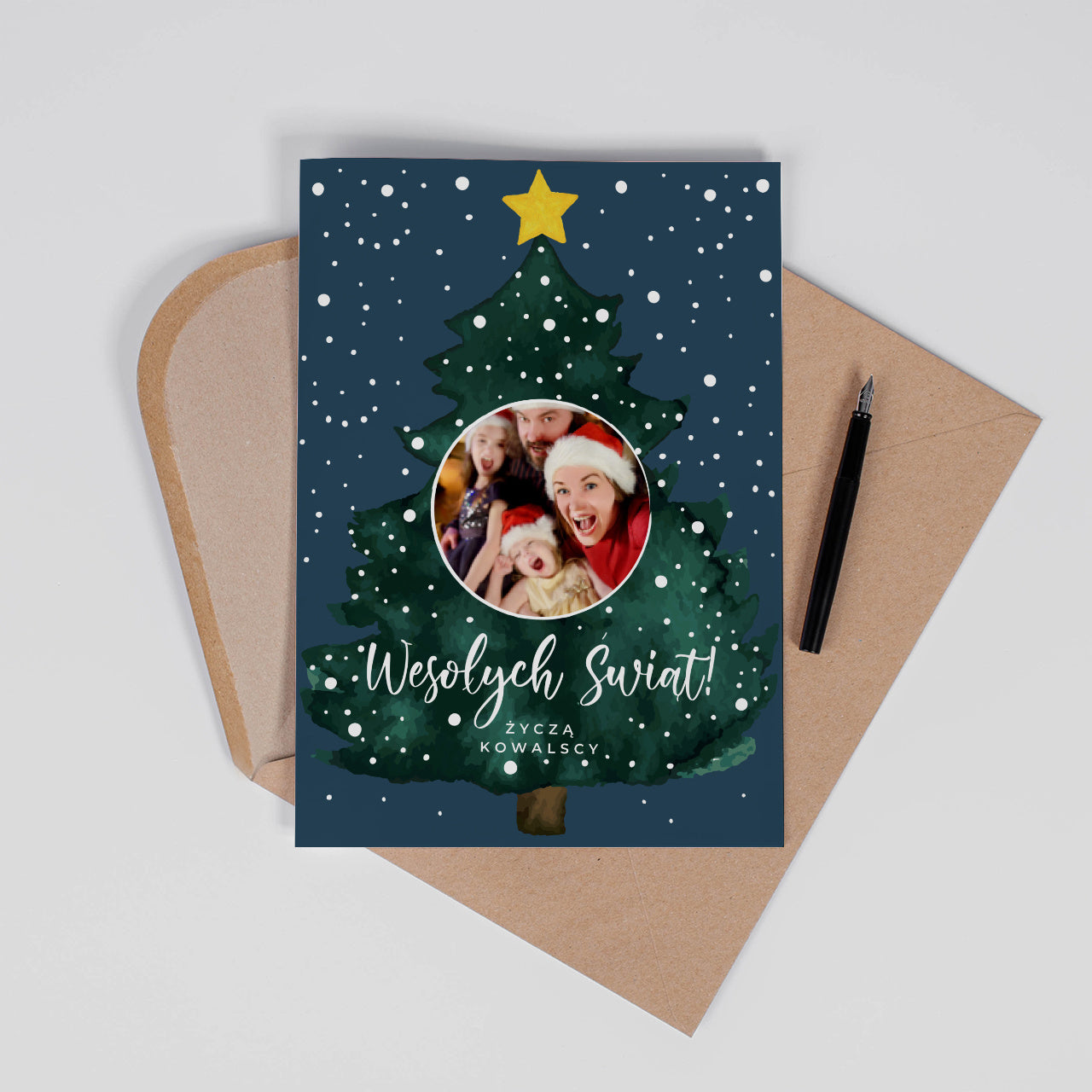 Kartka świąteczna ze zdjęciem A4 - Choinka