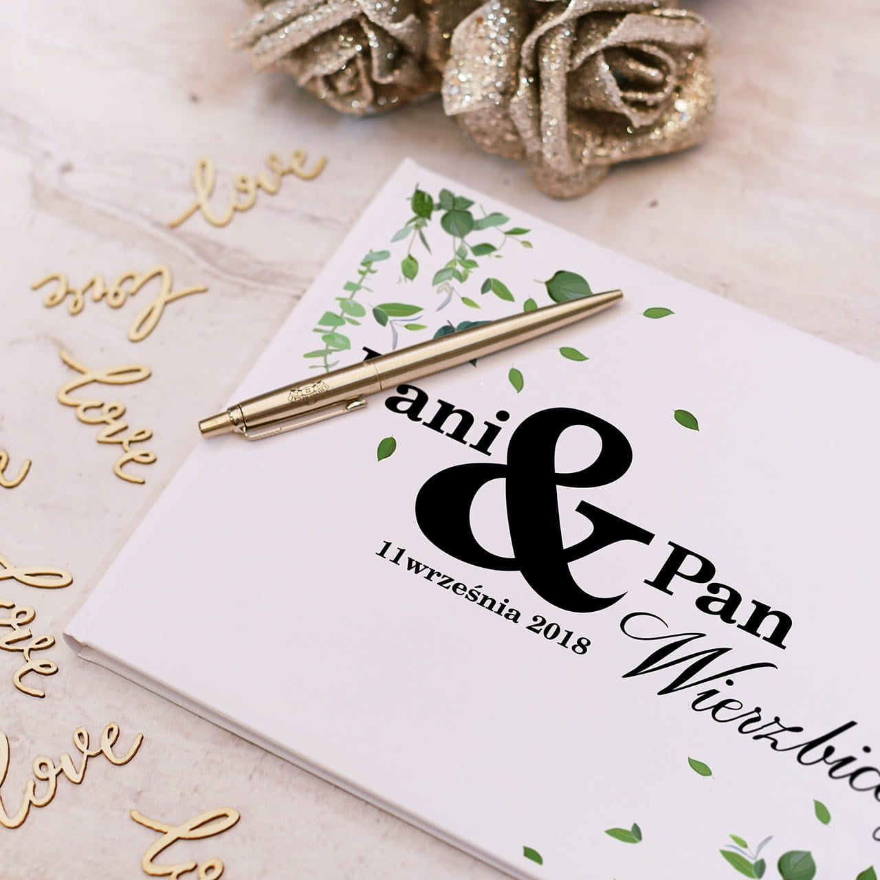 Personalizowana księga gości - Pani & Pan księga gości weselnych pamiątka weselna pamiątka dla pary młodej