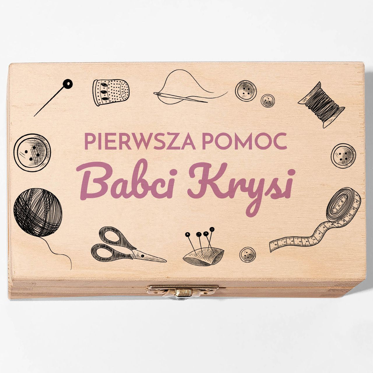 Skrzyneczka na nici i igły - Pierwsza Pomoc - praktyczny prezent dla babci prezent dla krawcowej