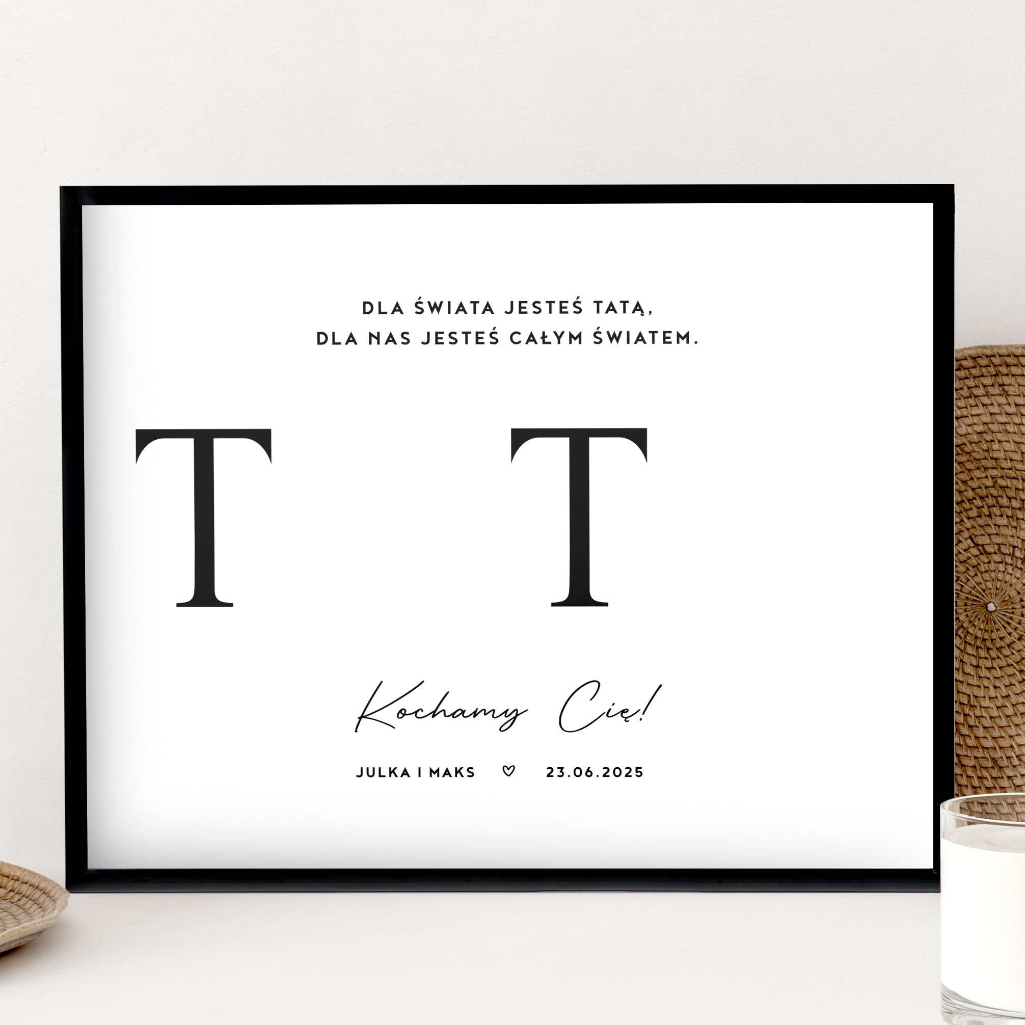 Plakat od dzieci na Dzień Ojca - odcisk dłoni plakat personalizowany na Dzień Taty prezent dla Taty na Dzień Taty