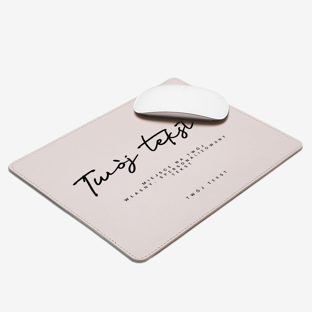 Personalizowana podkładka pod mysz z ekoskóry - Twój Tekst
