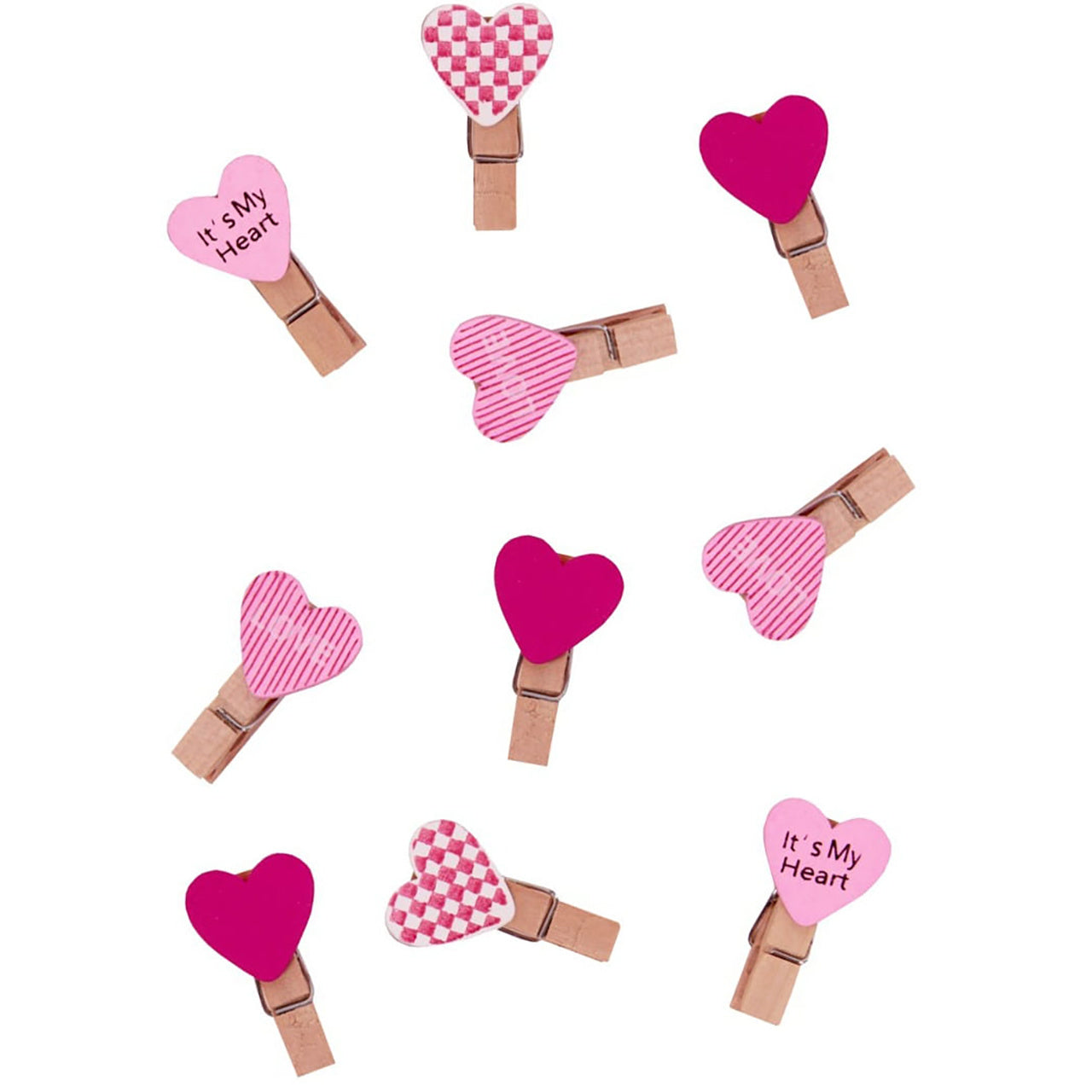 Drewniane mini klamerki do zdjęć - It's My Heart 10 szt. prezent dla dziewczyny mini klamerki ozdoby do zdjęć