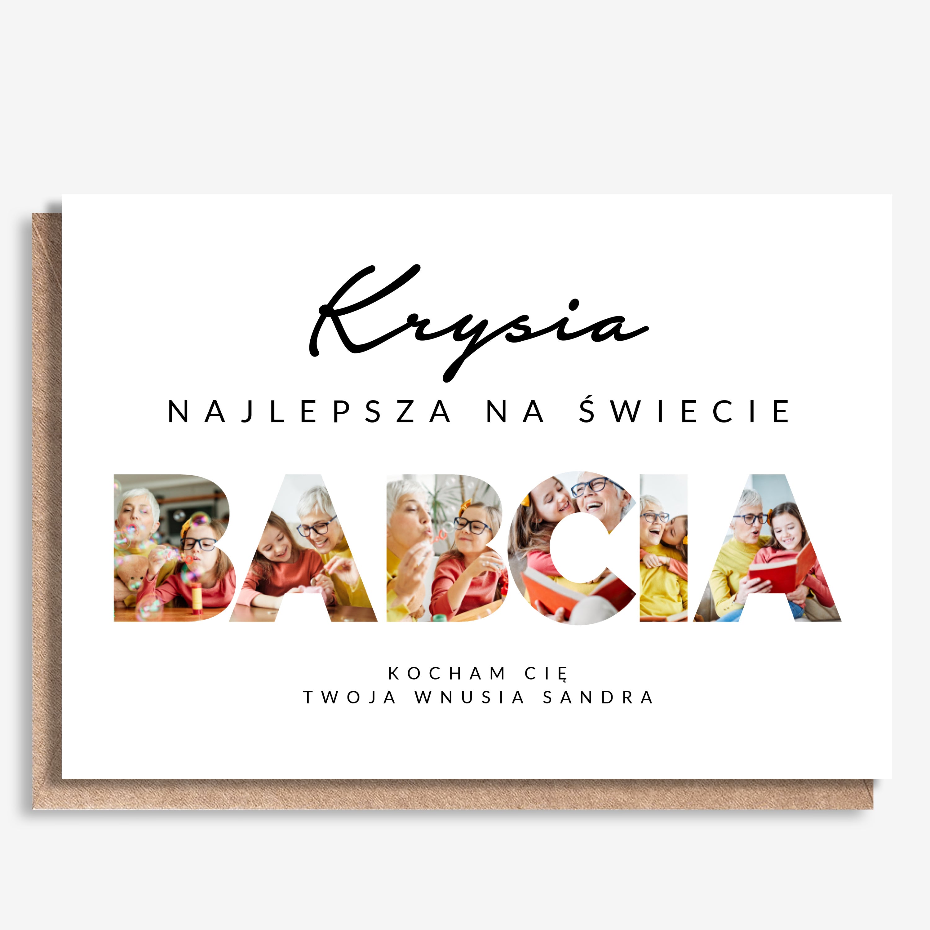 Personalizowana kartka ze zdjęciami na Dzień Babci A4