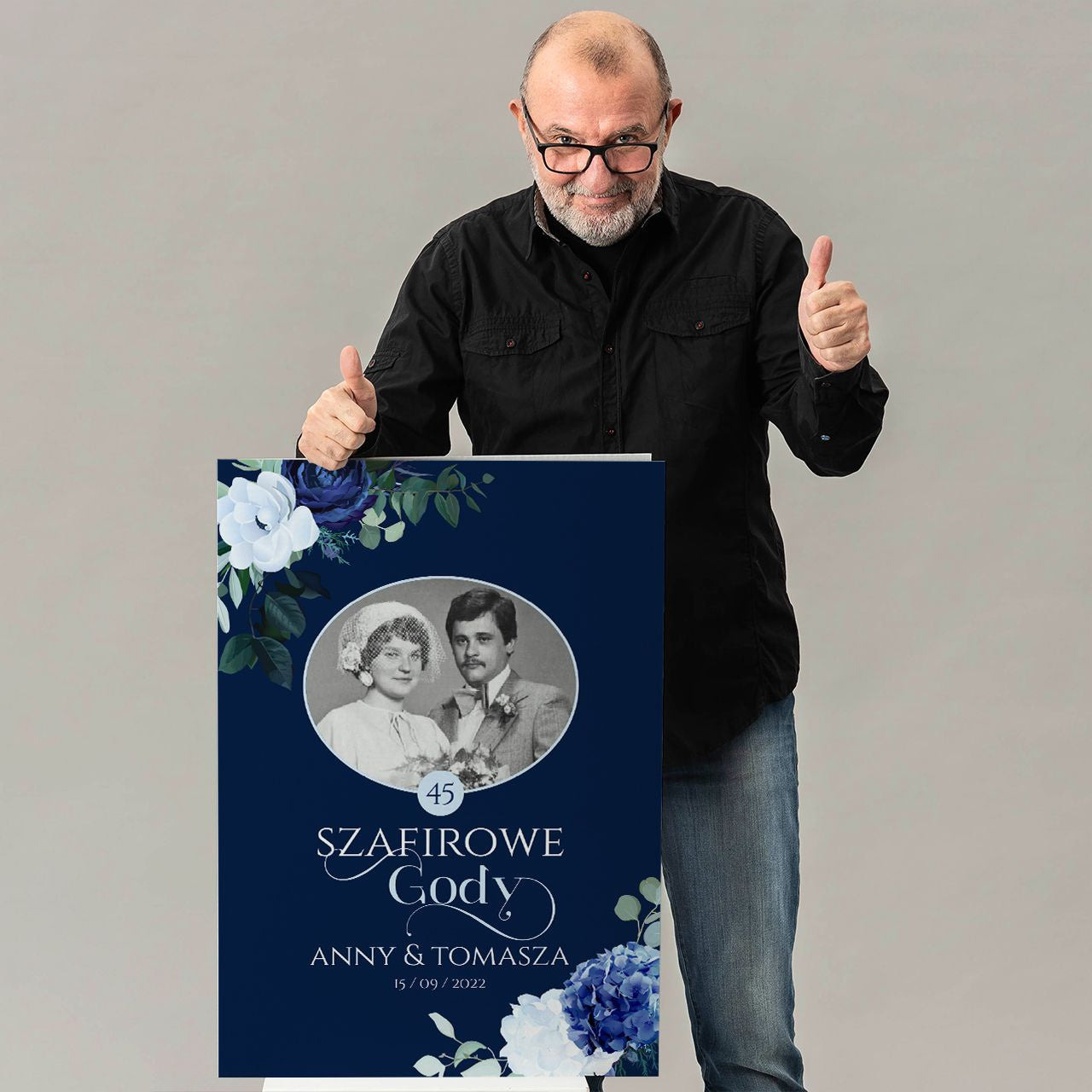 Kartka na 45 rocznicę ślubu - upominek na szafirowe gody