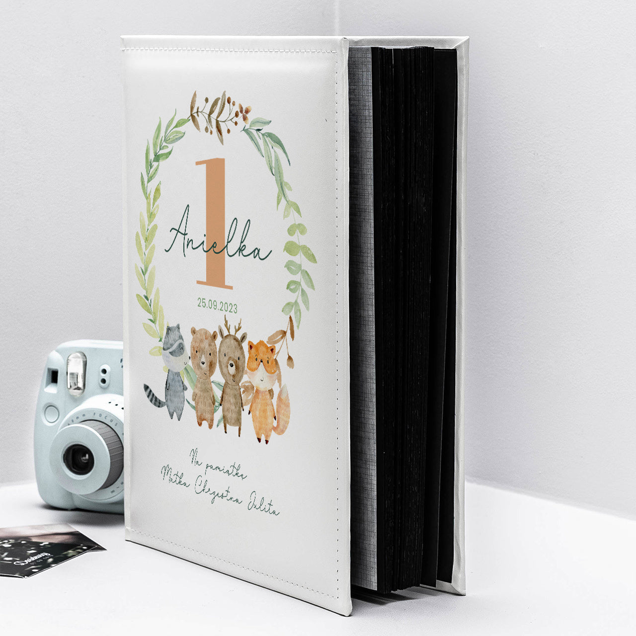 Album do zdjęć dla dziecka na roczek - leśne zwierzątka