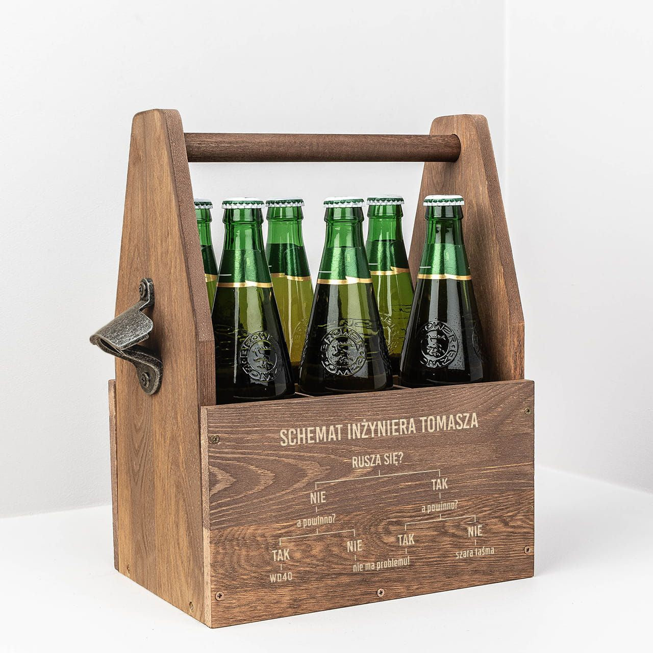 Nosidełko na piwo z grawerem - prezent dla inżyniera prezent dla mężczyzny nosidło do piwa gadżet dla inżyniera