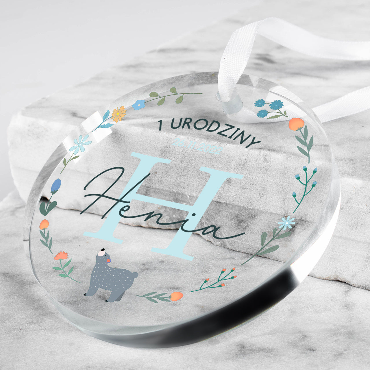 Zawieszka personalizowana - pamiątka na roczek dla chłopca