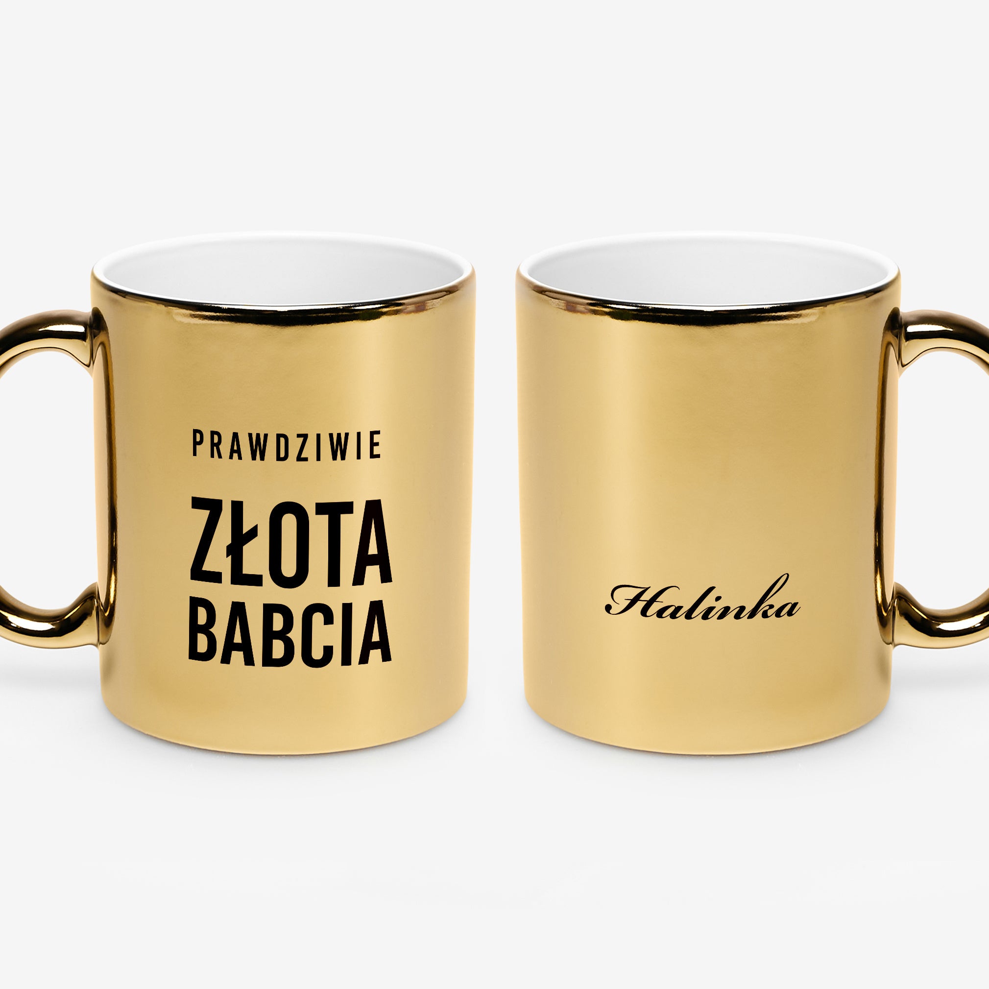 Złoty kubek na prezent dla babci