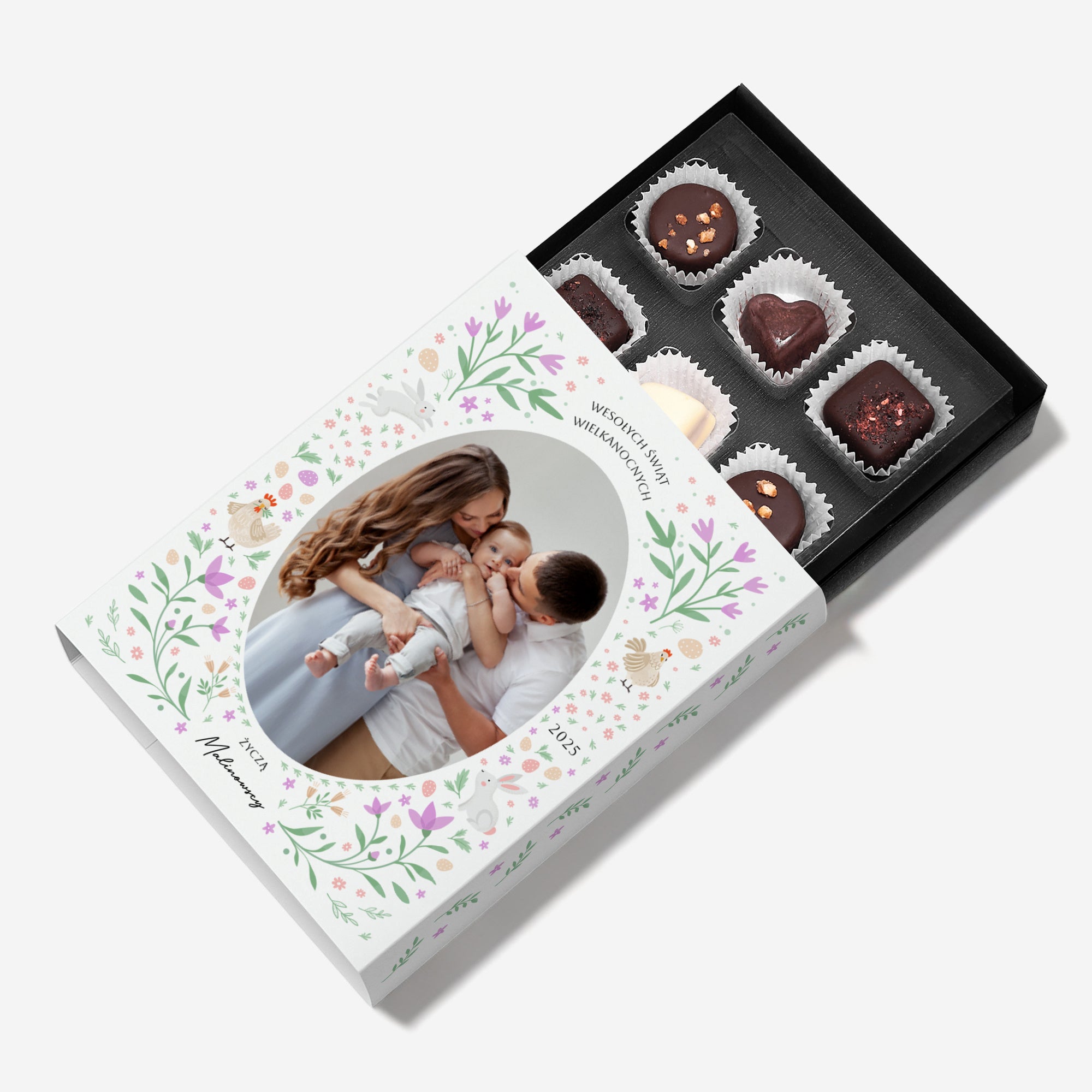 Czekoladki wielkanocne ZE ZDJĘCIEM personalizowane pralinki czekoladki ze zdjęciem prezent na Wielkanoc