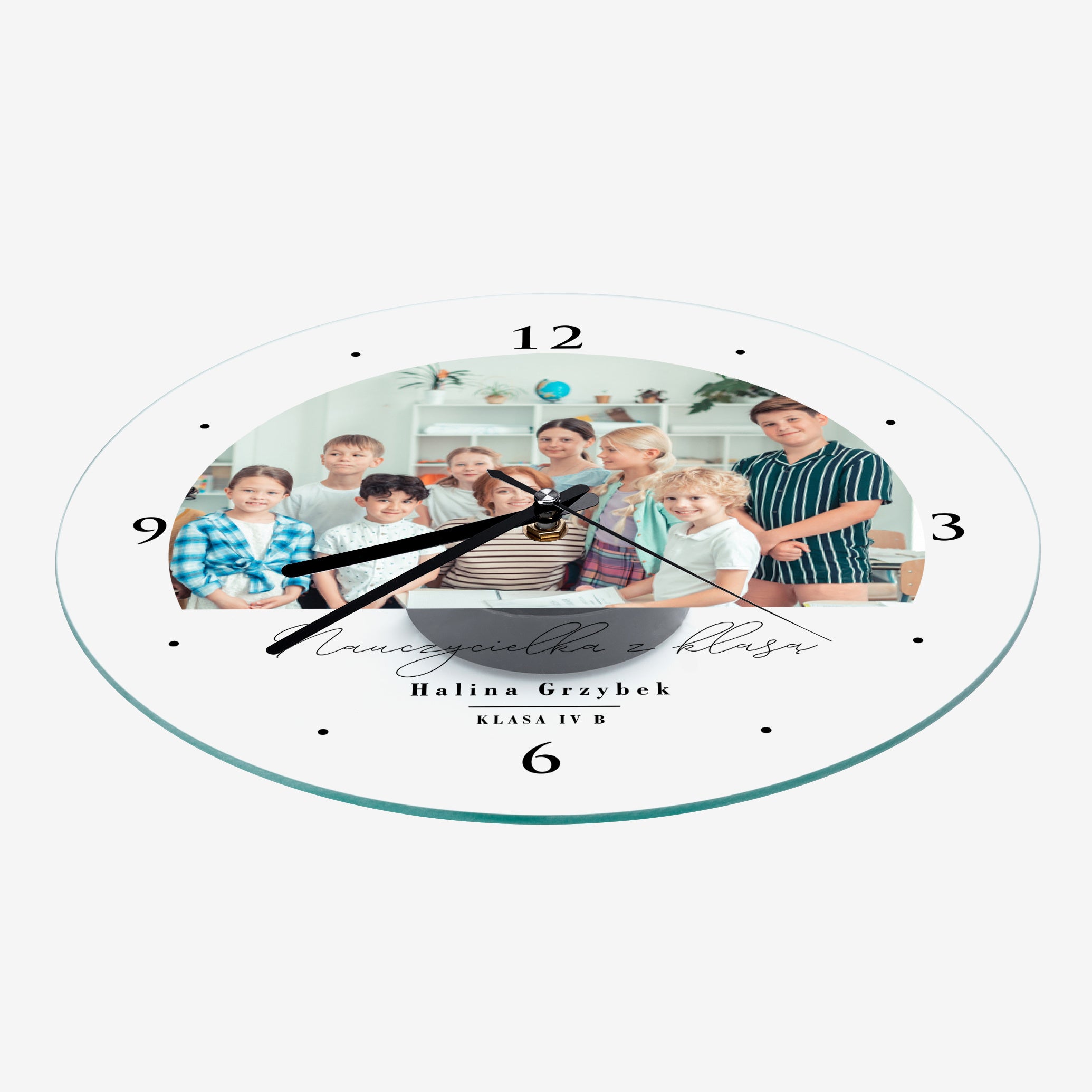 Personalizowany zegar szklany - zegar dla nauczyciela
