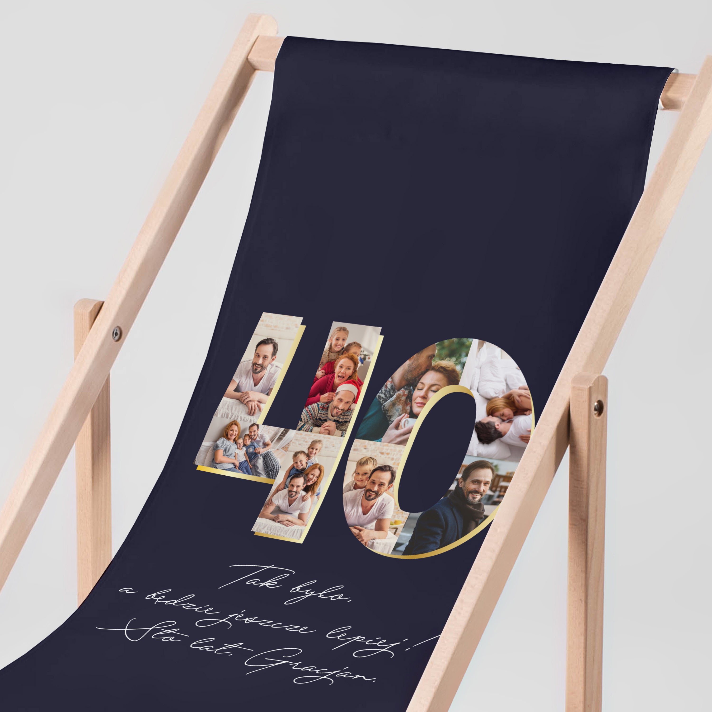 Personalizowany leżak ze zdjęciami na 40 urodziny