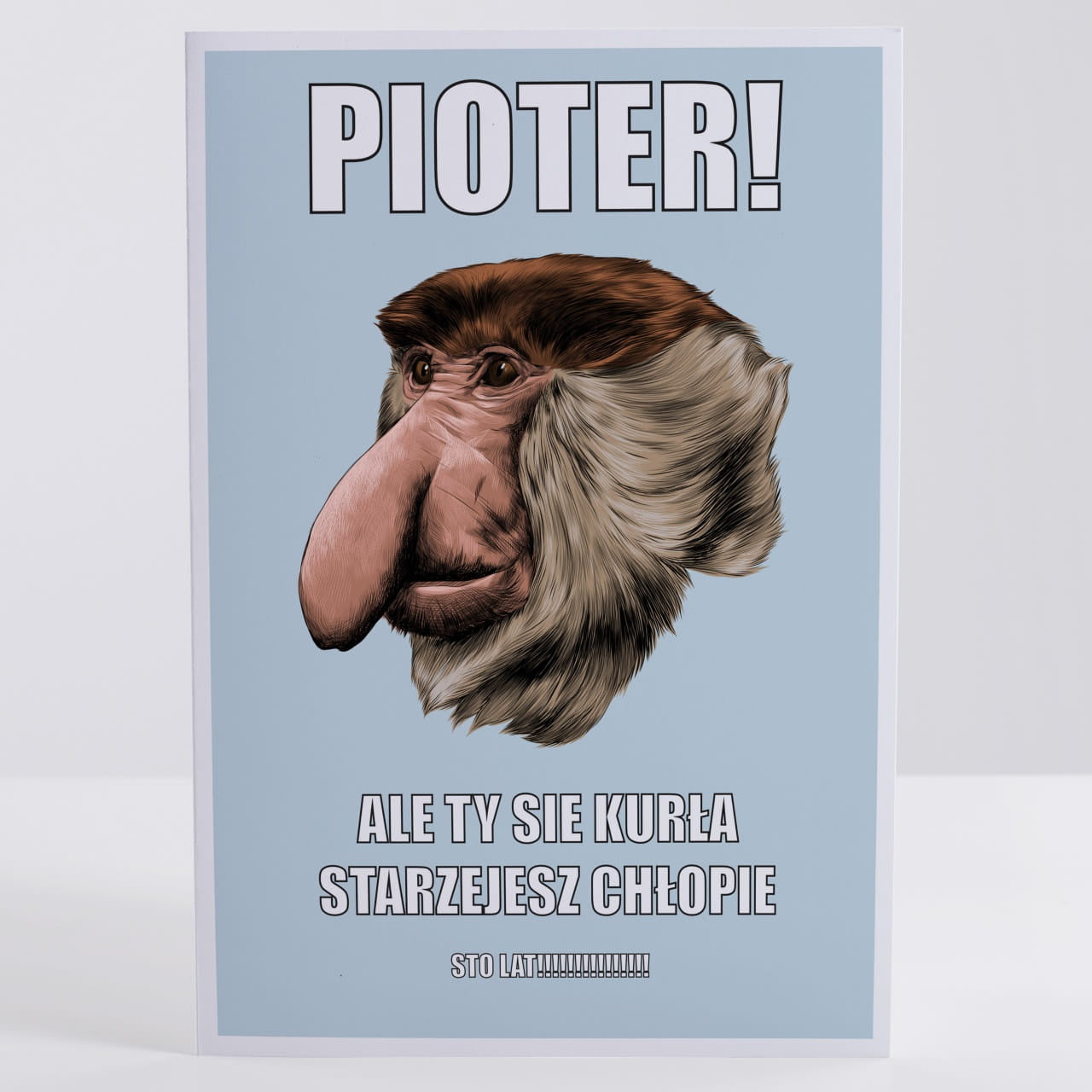 Urodzinowa kartka z nosaczem zabawna kartka urodzinowa upominek na urodziny