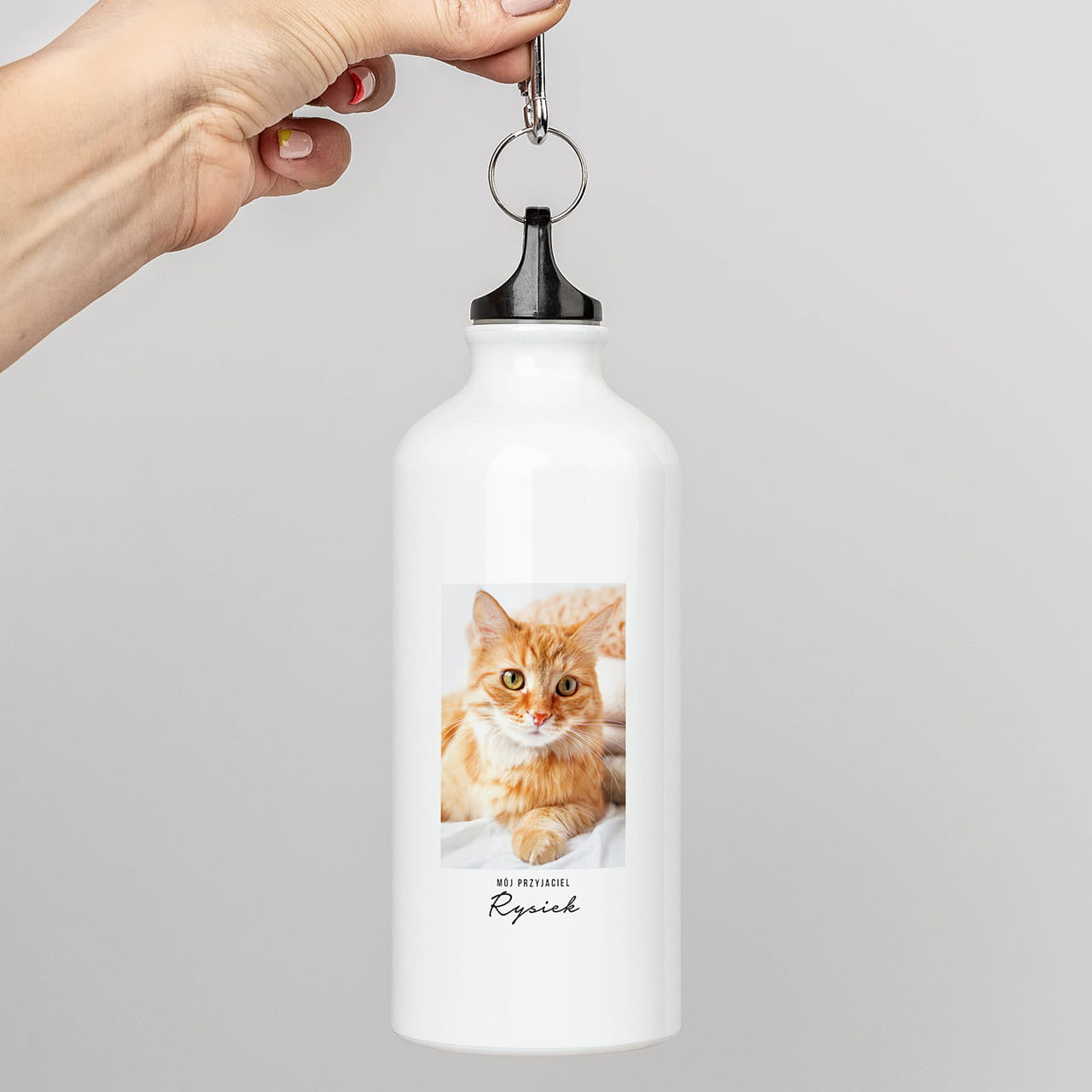 Personalizowany bidon dla właściciela kota ze zdjęciem prezent dla kociarza prezent dla miłośnika kotów