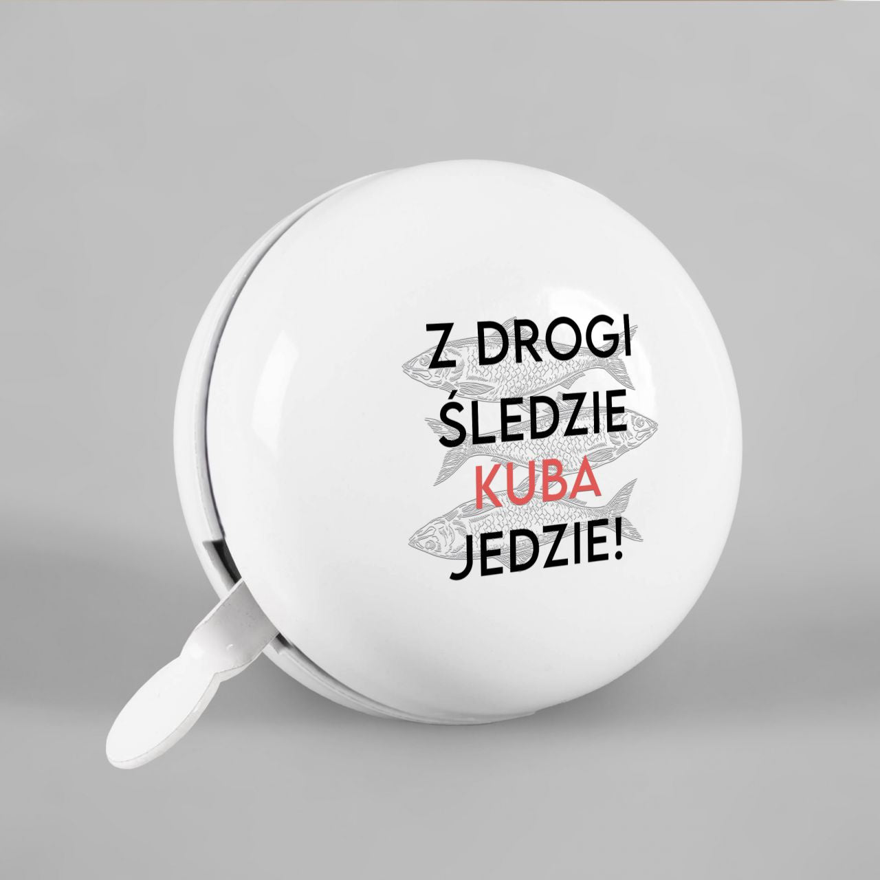 Dzwonek rowerowy ze śmiesznym napisem i imieniem - prezent dla rowerzysty