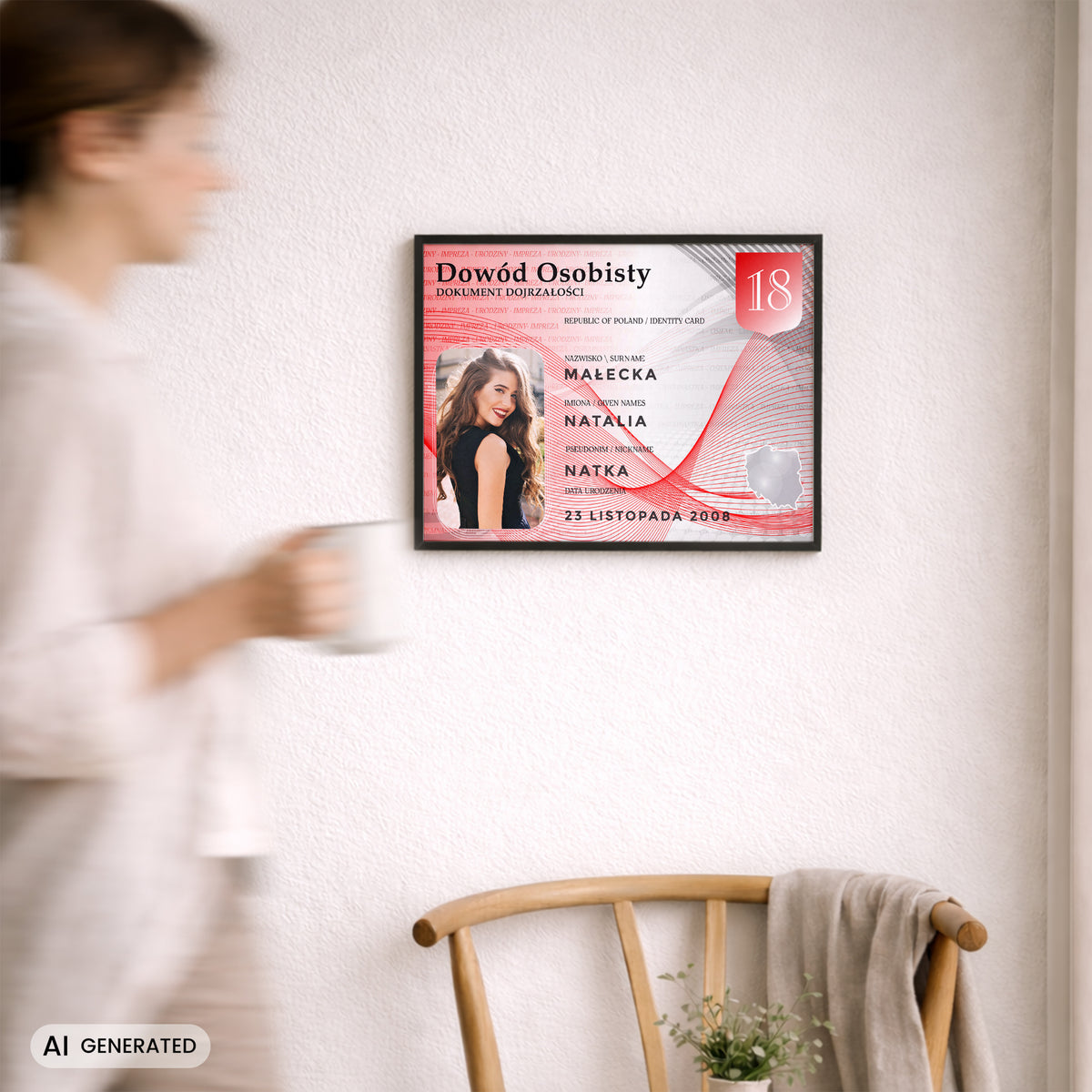 Personalizowany plakat na osiemnastkę - dowód osobisty