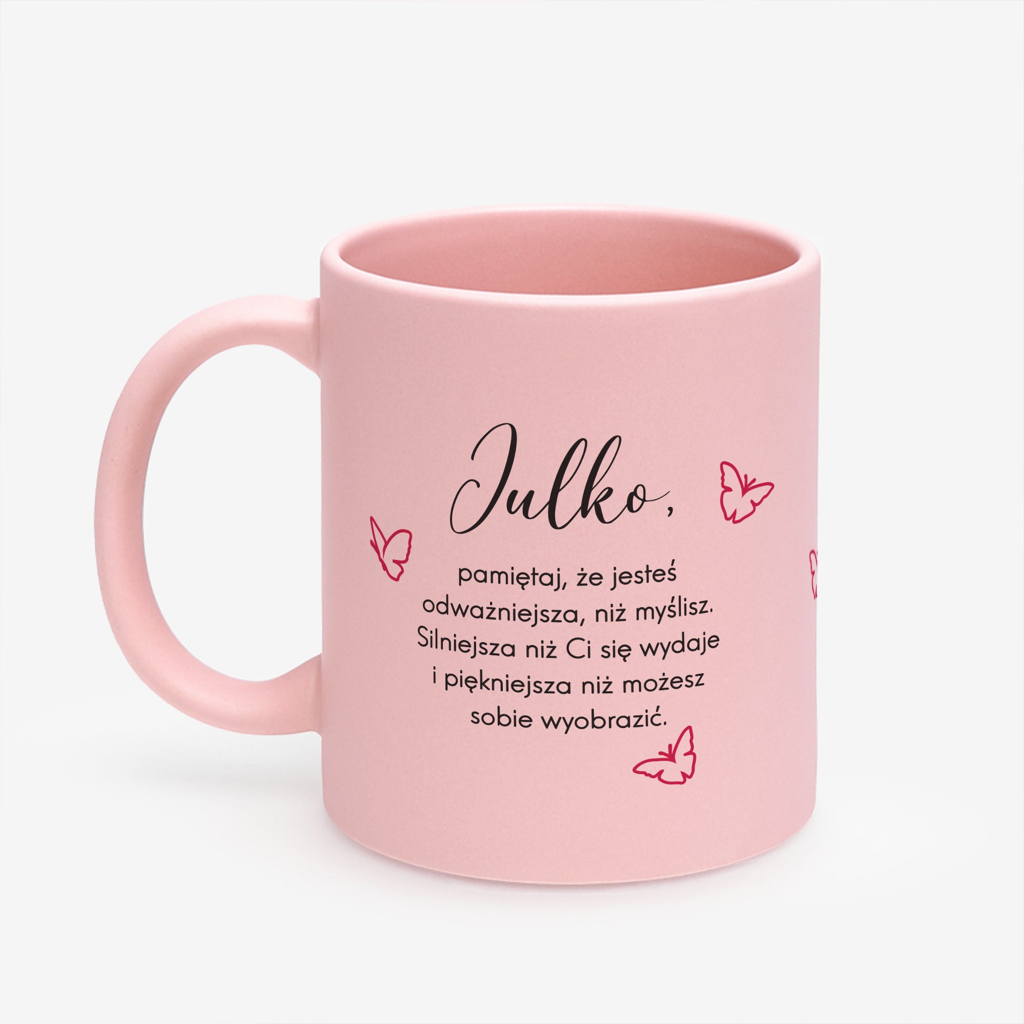 Personalizowany kubek różowy - prezent dla dziewczyny różowy kubek kubek na walentynki dla dziewczyny