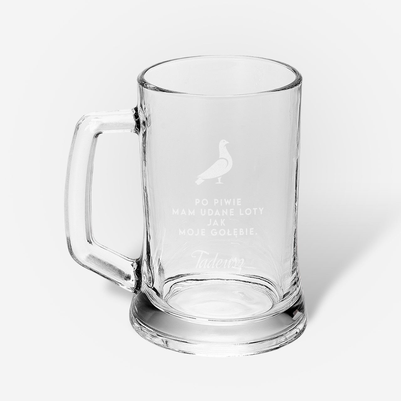 Grawerowany kufel dla gołębiarza