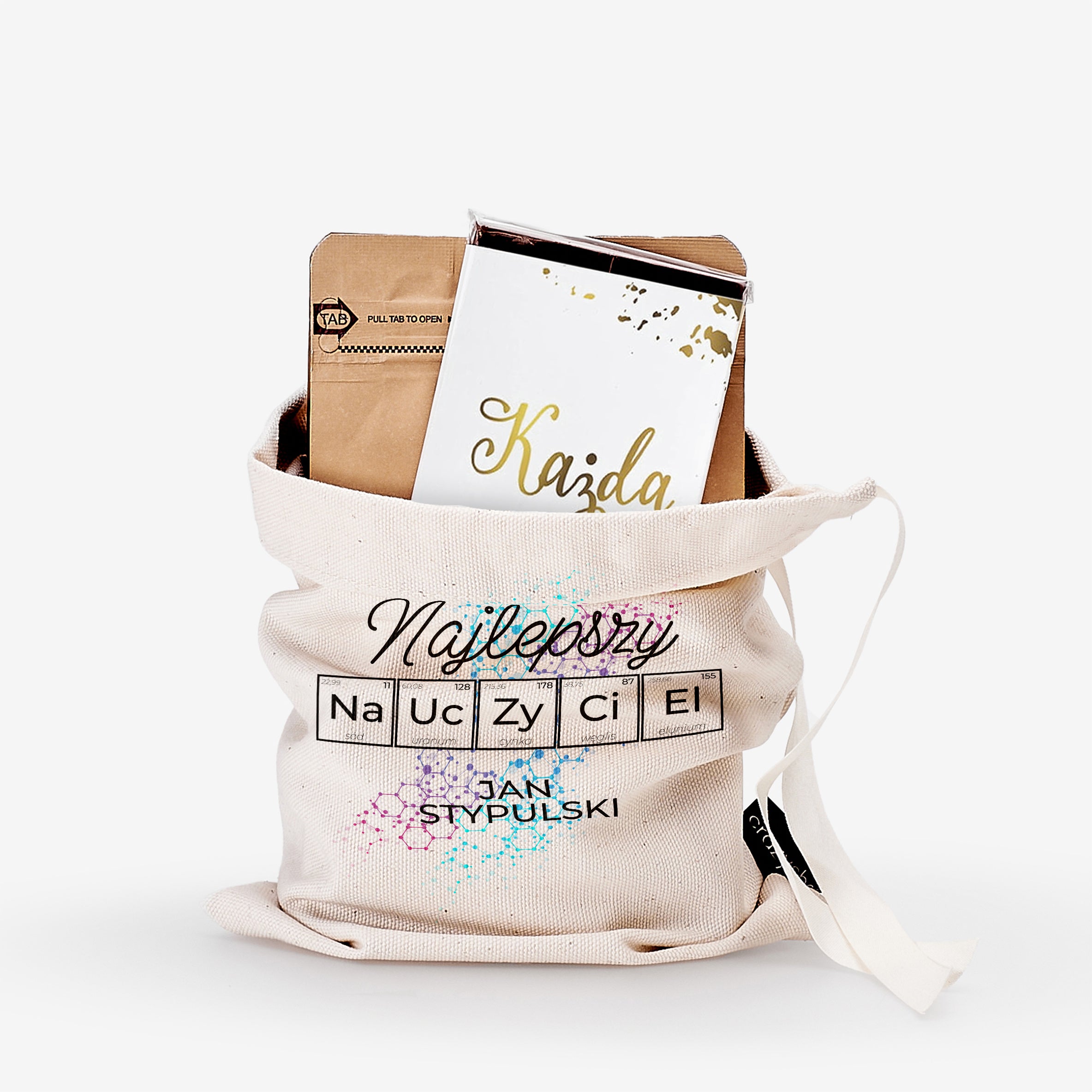 Kawa i czekolada na prezent - Najlepszy Nauczyciel - prezent dla nauczyciela chemii prezent dla chemika