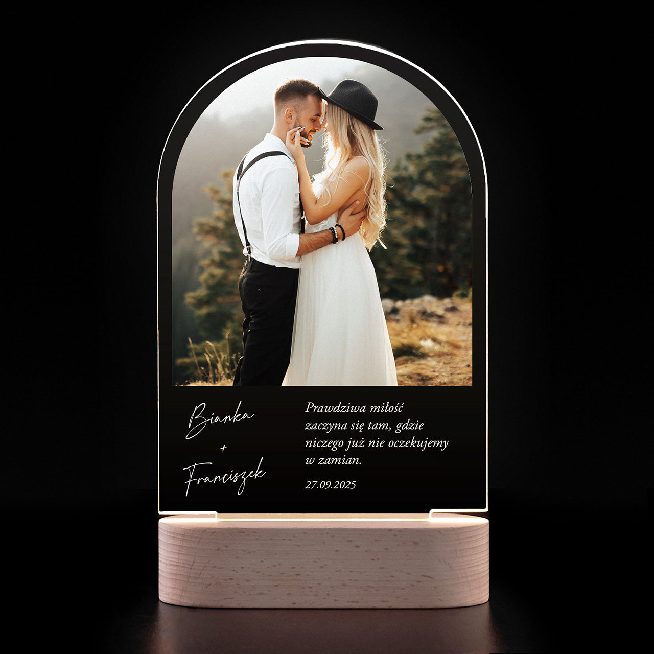 Lampka led z personalizacją - pamiątka ślubna dla Pary Młodej romantyczny prezent na wesele dla pary młodej