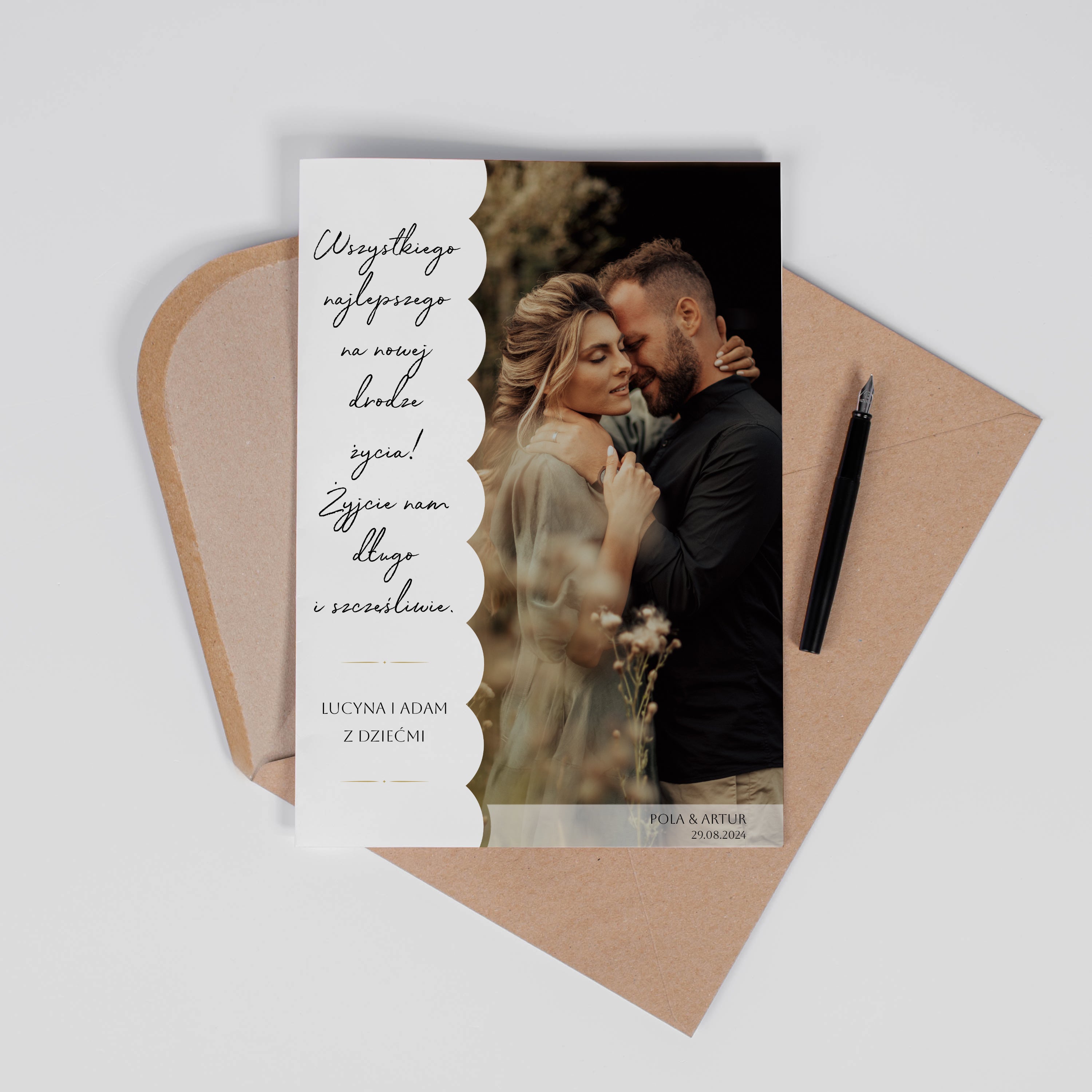 Personalizowana kartka ślubna ze zdjęciem A4