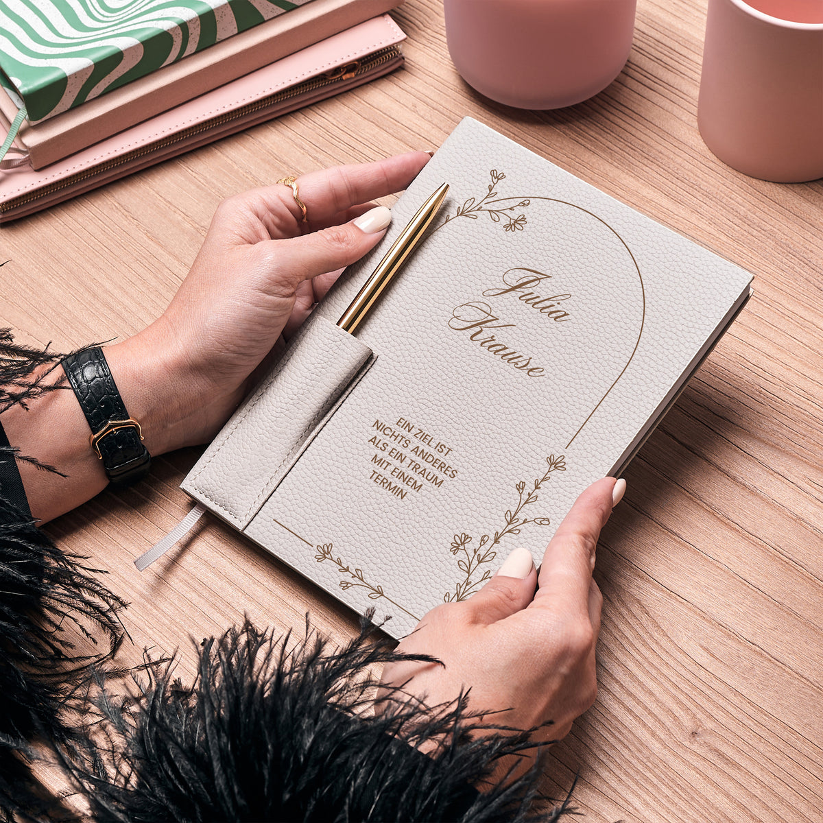 Personalisierter Planer mit Kugelschreiber ZIEL GESCHENK FÜR SIE