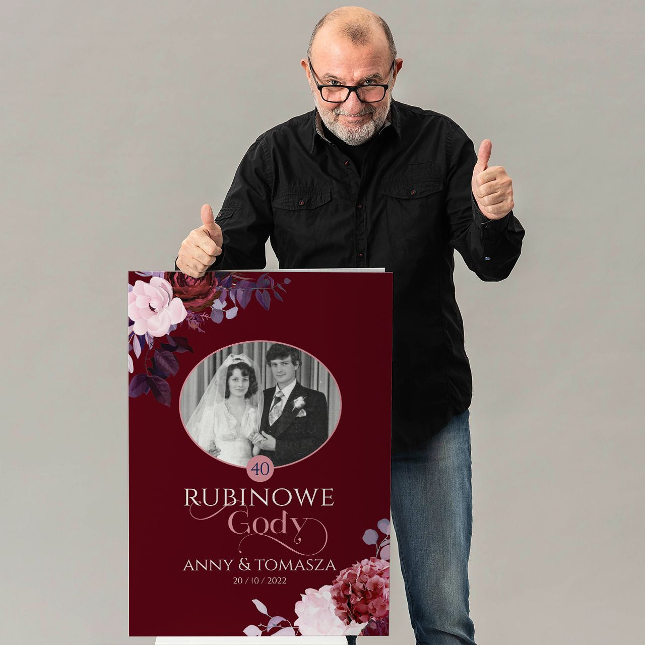 Personalizowana kartka XXL - prezent na 40 rocznicę ślubu