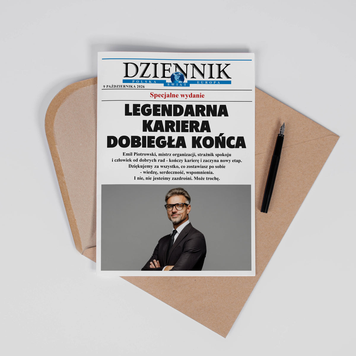 Kartka ze zdjęciem z okazji emerytury - dziennik prezent dla emeryta personalizowana kartka