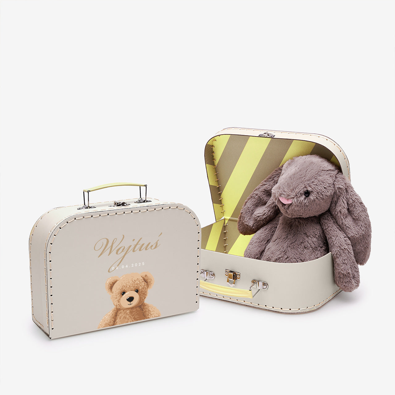 Kuferek dla dziecka Miś personalizowany kuferek z misiem na zabawki prezent dla dziecka