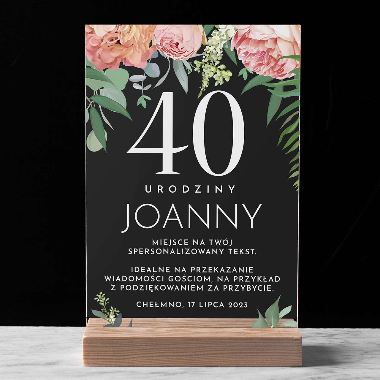 Personalizowana dekoracja stołu na 40 urodziny - statuetka