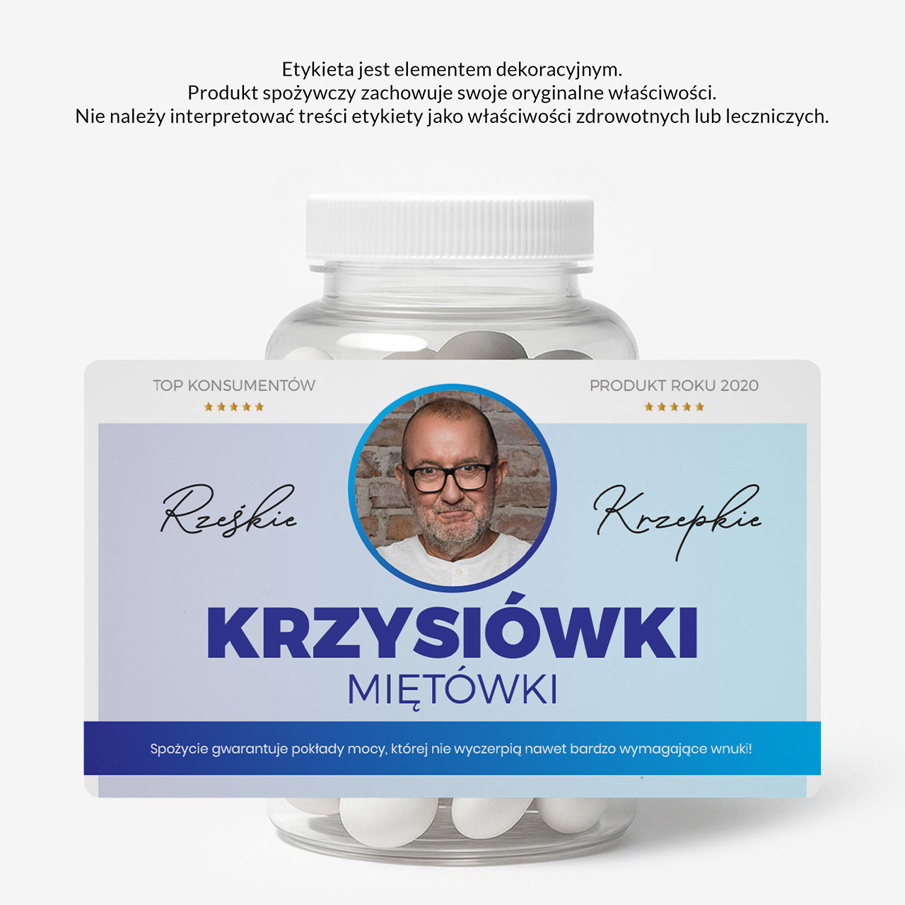 Zestaw prezentowy: miętówki + etykieta do naklejenia - upominek dla dziadka