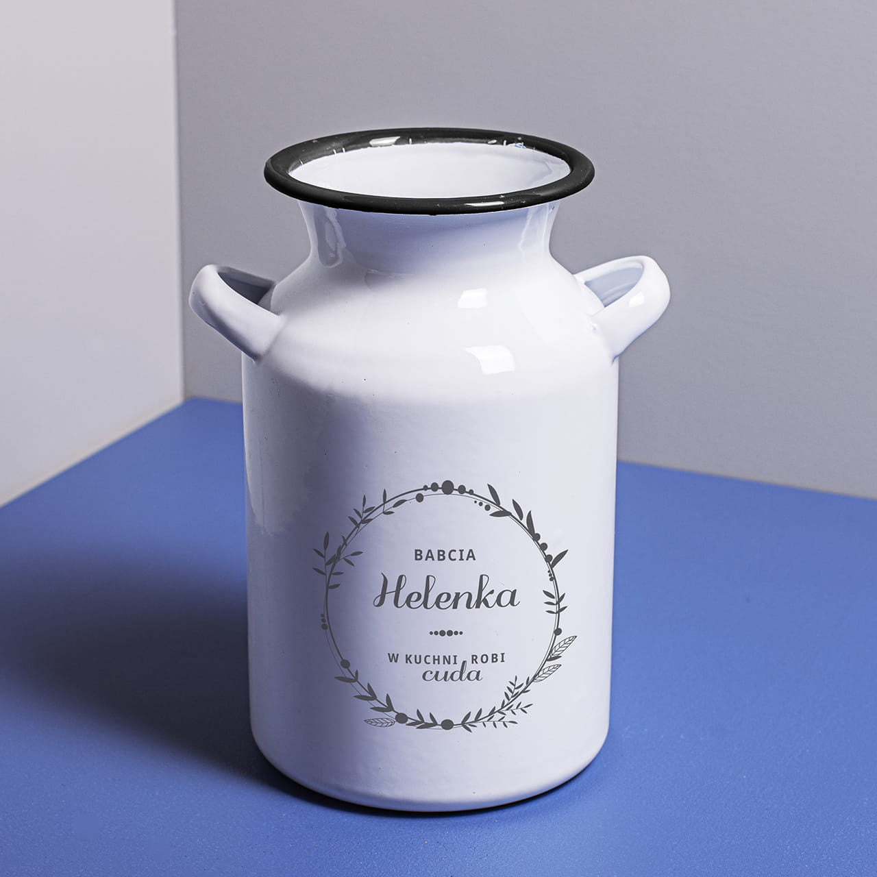 Emaliowany dzbanek imienny - prezent dla babci na urodziny prezent na urodziny dla babci dzbanek emaliowany